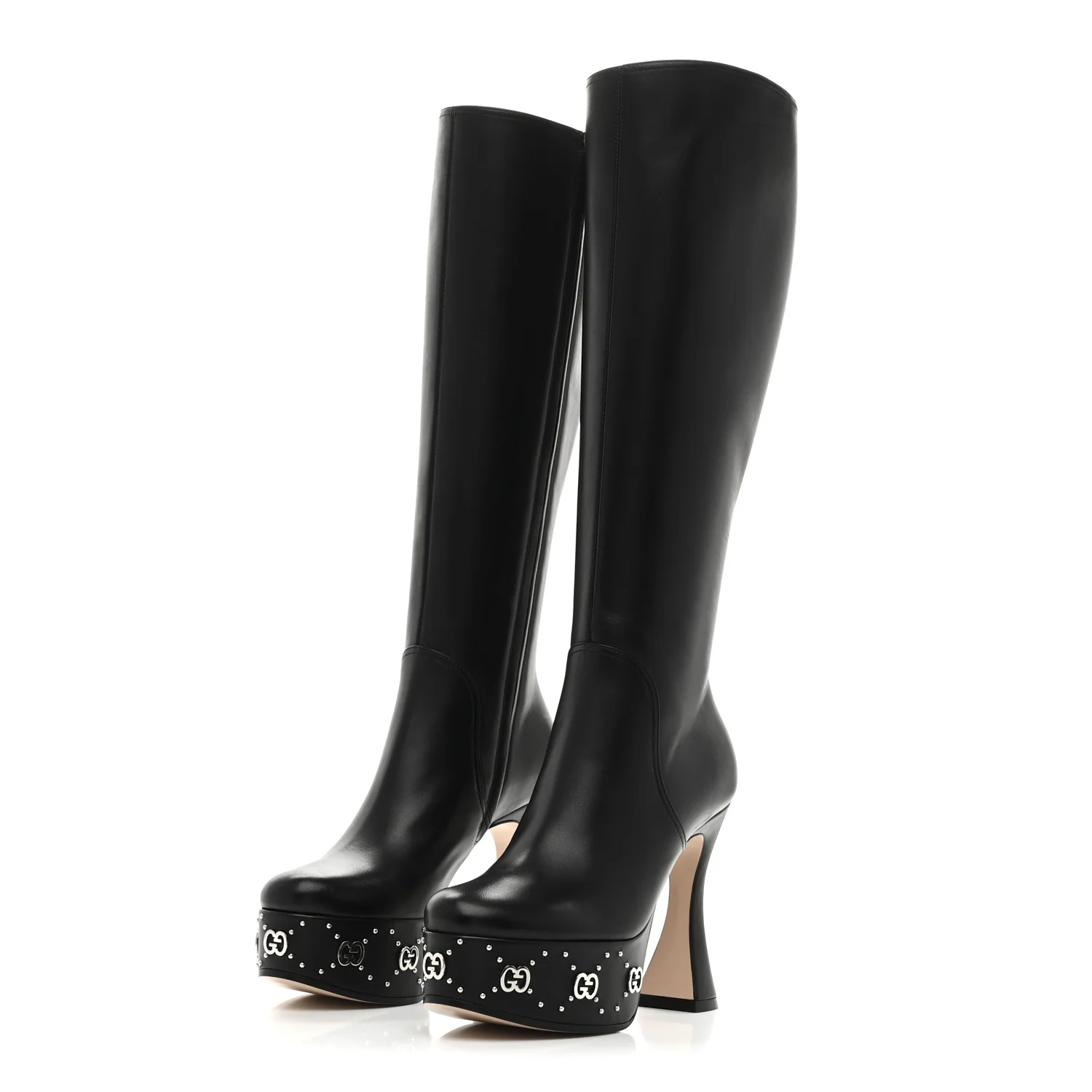 Nappa Charlotte Janaya 110mm Platform Knee Boots 35.5 Black - Top Club
