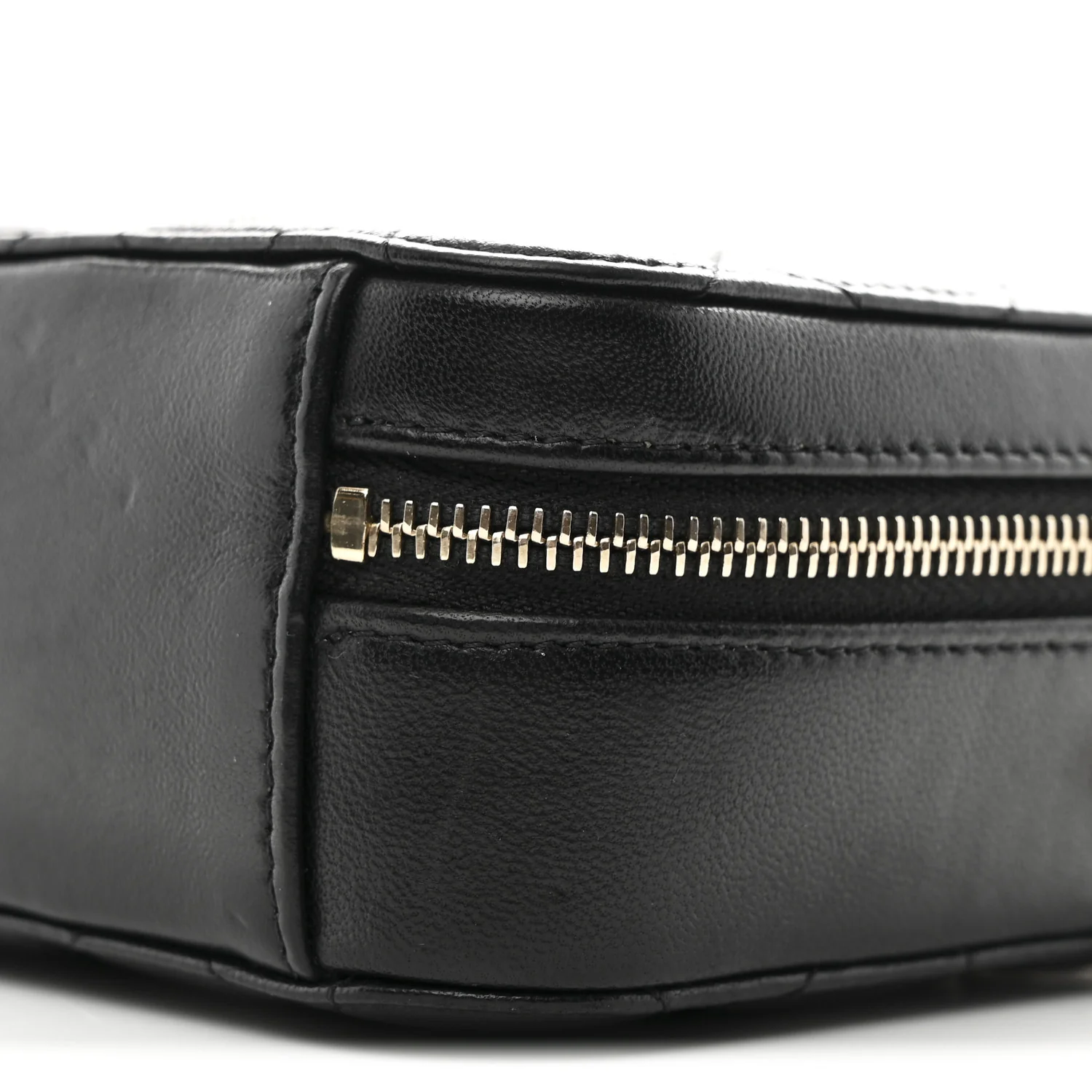 Lambskin Quilted CC Pearl Crush Camera Case Black - Top Club