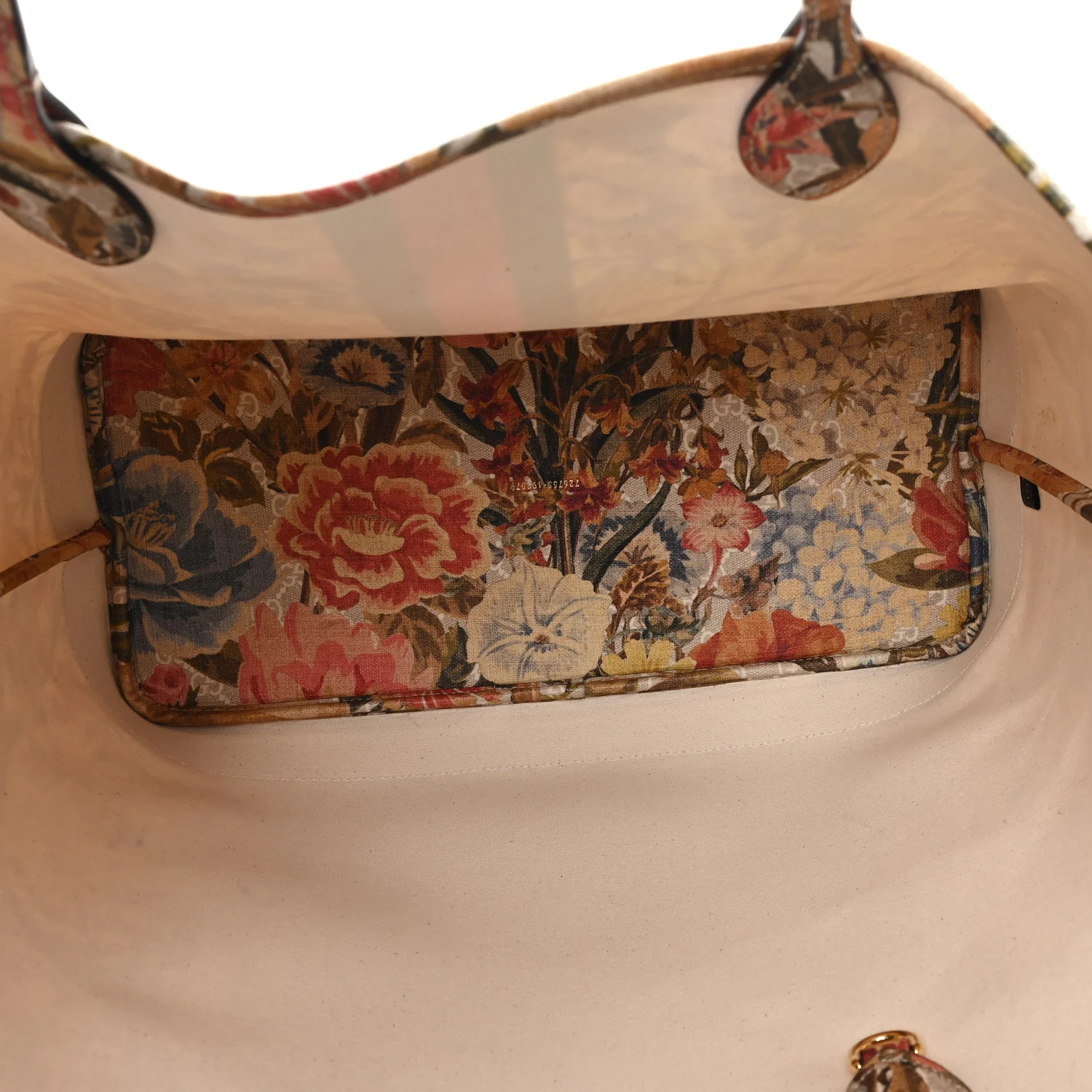 GG Supreme Monogram Water Flora Web Large Ophidia Tote Beige White Multicolor - Top Club