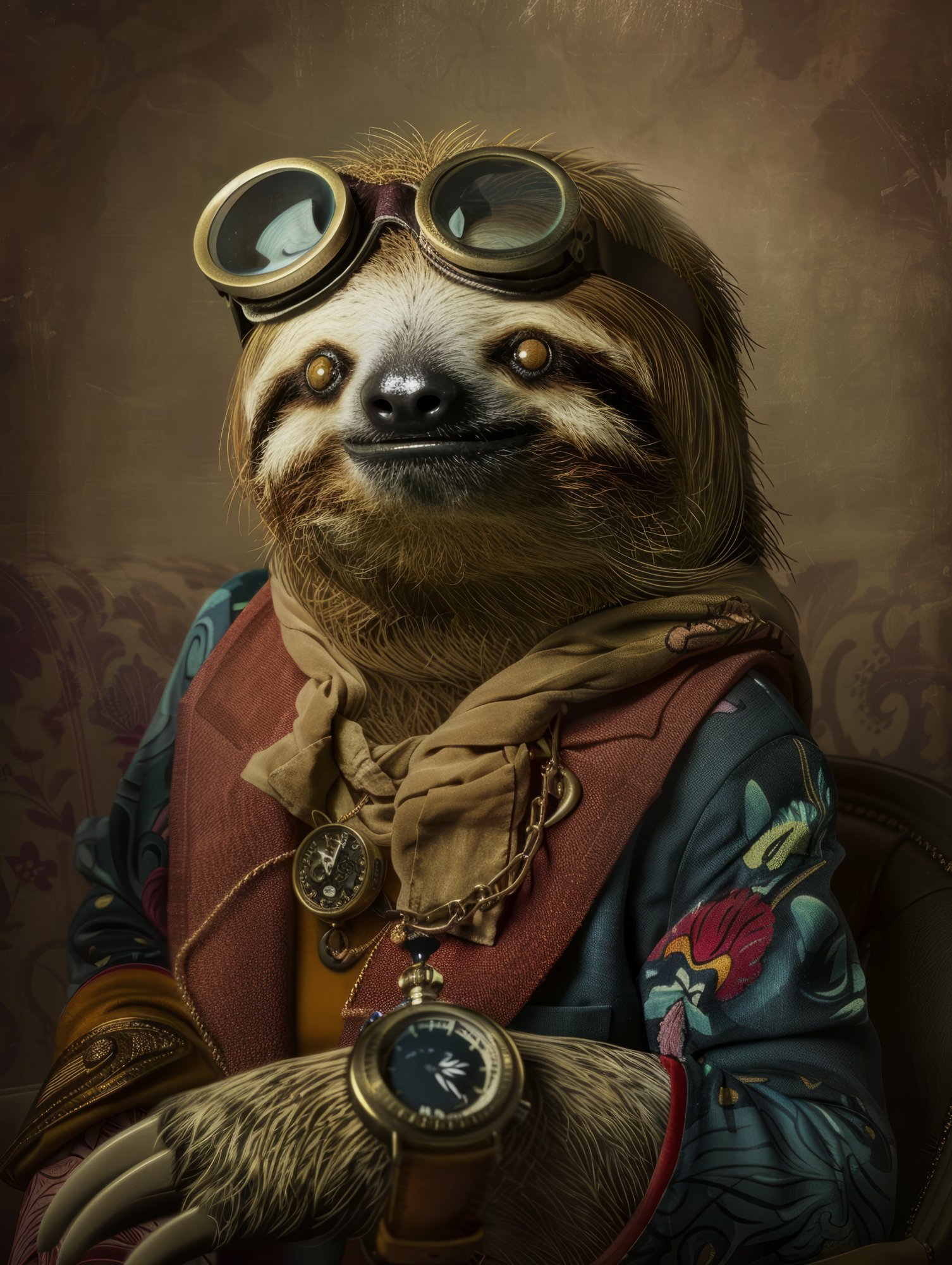 Canvas schilderij van een luiaard 100x200 cm