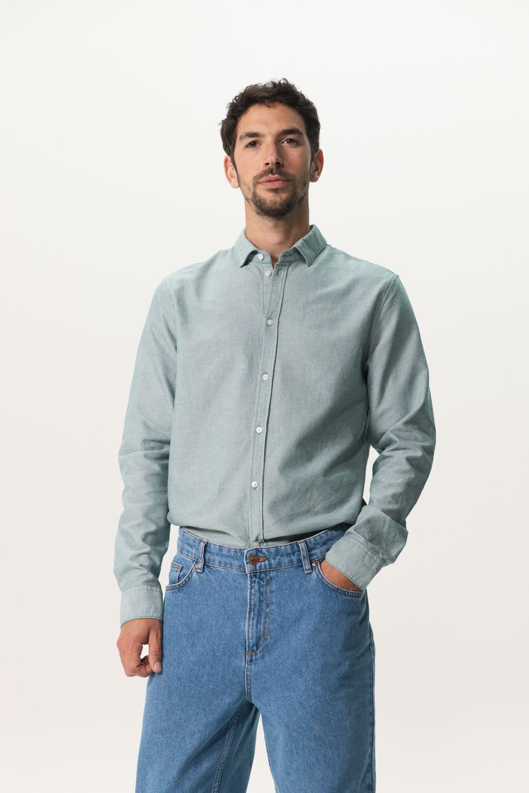 Groen katoenen Oxford overhemd