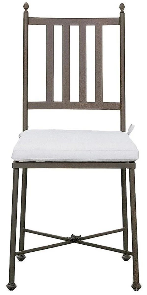 Luxury Art Nouveau garden chair set with seat cushion brown / white 42 x 45 x H. 103 cm - Hand-forged dining room chairs - Dining room garden patio furniture