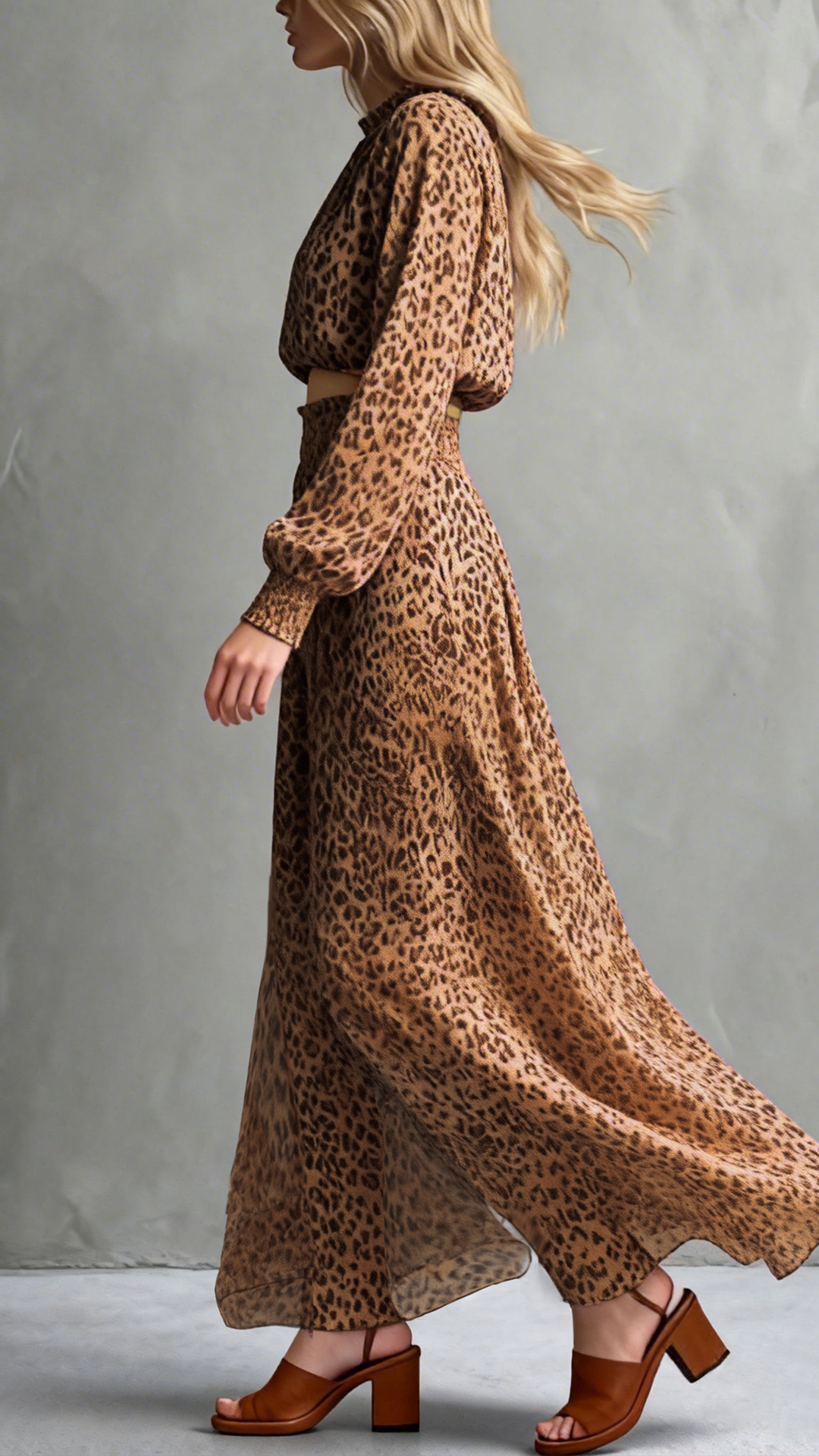 Women's Cotton-Blend Leopard Print Cropped Top & Wide-Leg Pants Set - Nordfashionstorm - Women's Clothing, Fashion for You - Nordfashionstorm.com