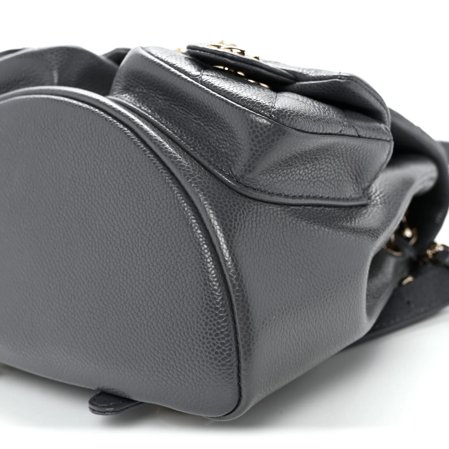 Shiny Caviar Quilted Small Duma Pockets Drawstring Backpack Grey - Top Club