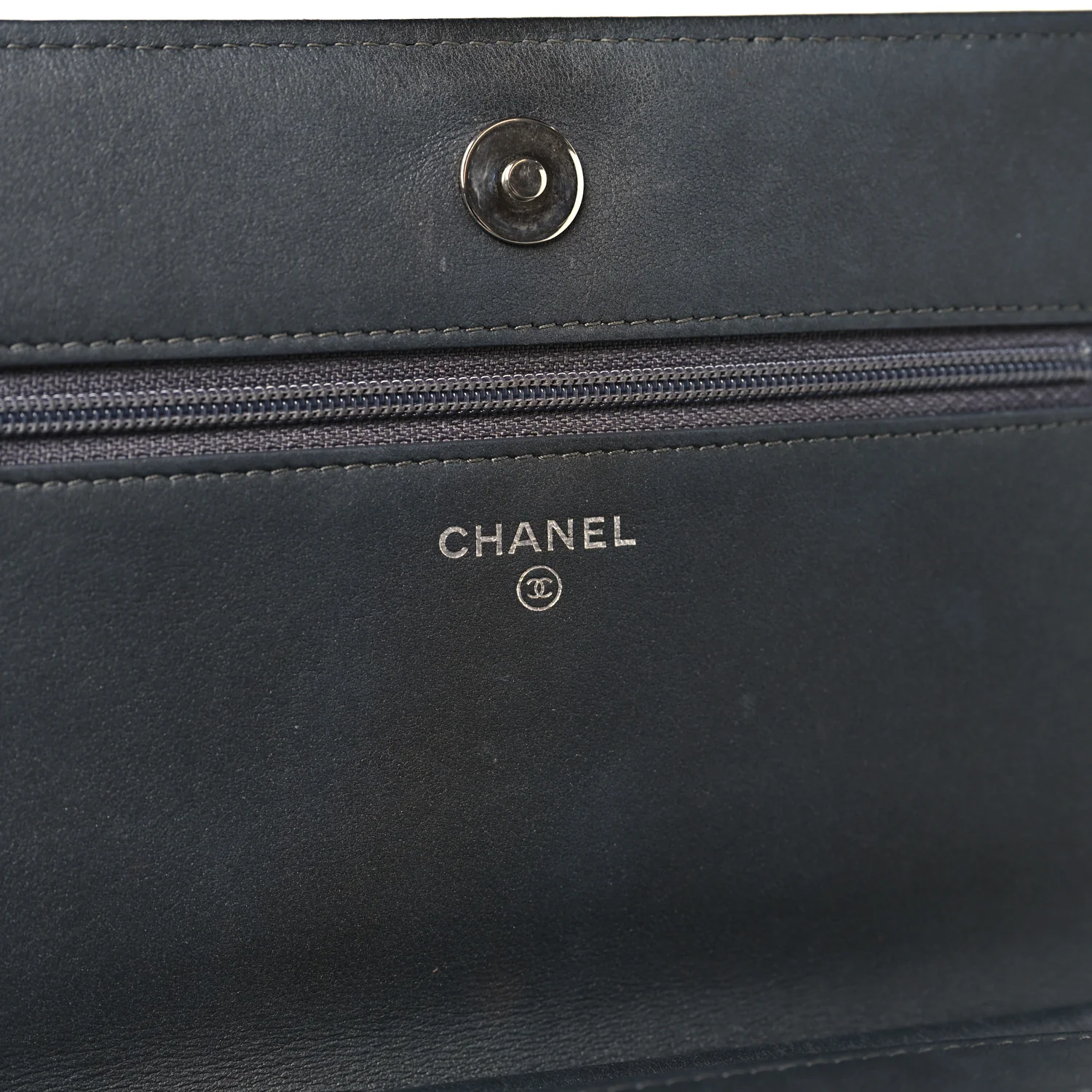 Lambskin Camellia Studded Wallet on Chain WOC Grey - Top Club