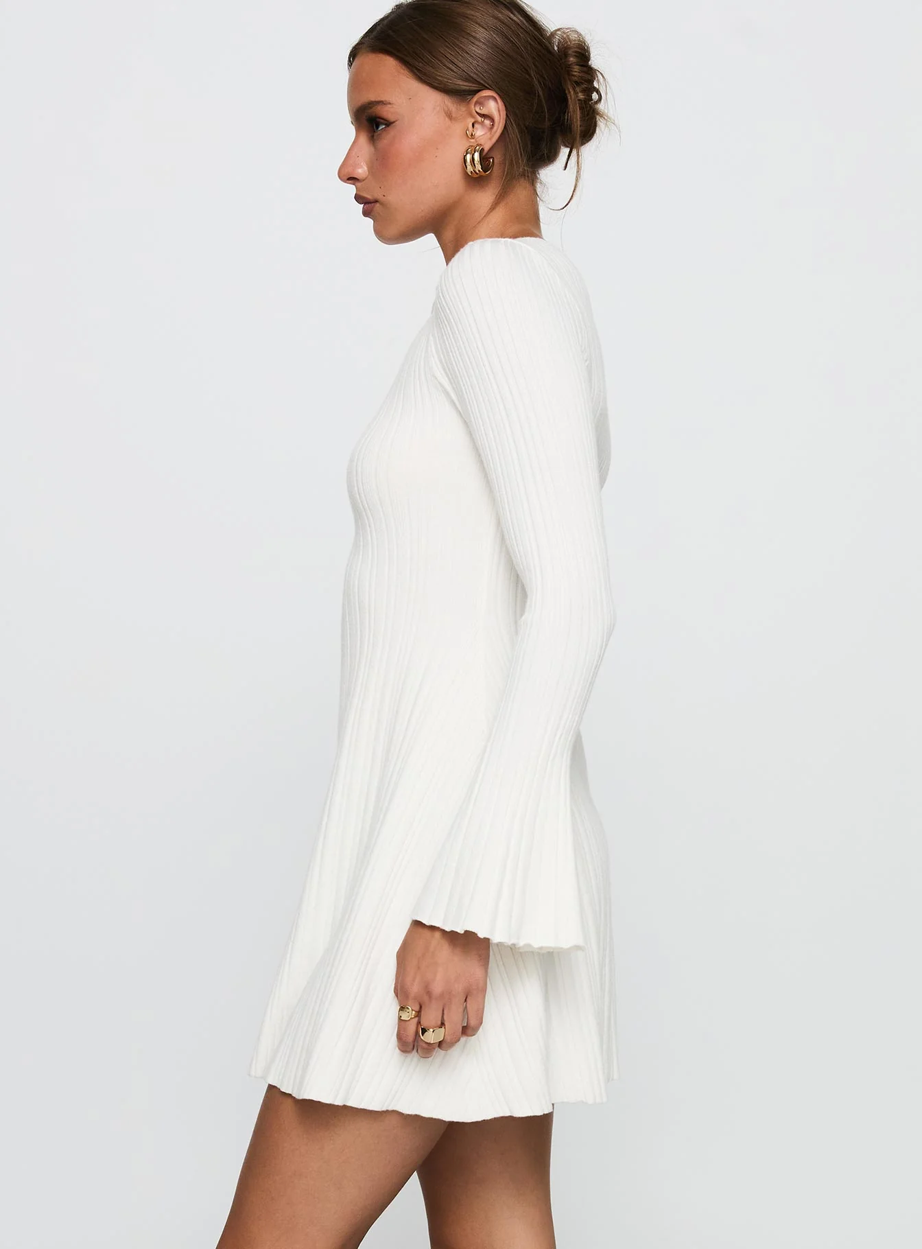 Terraces Long Sleeve Mini Dress White