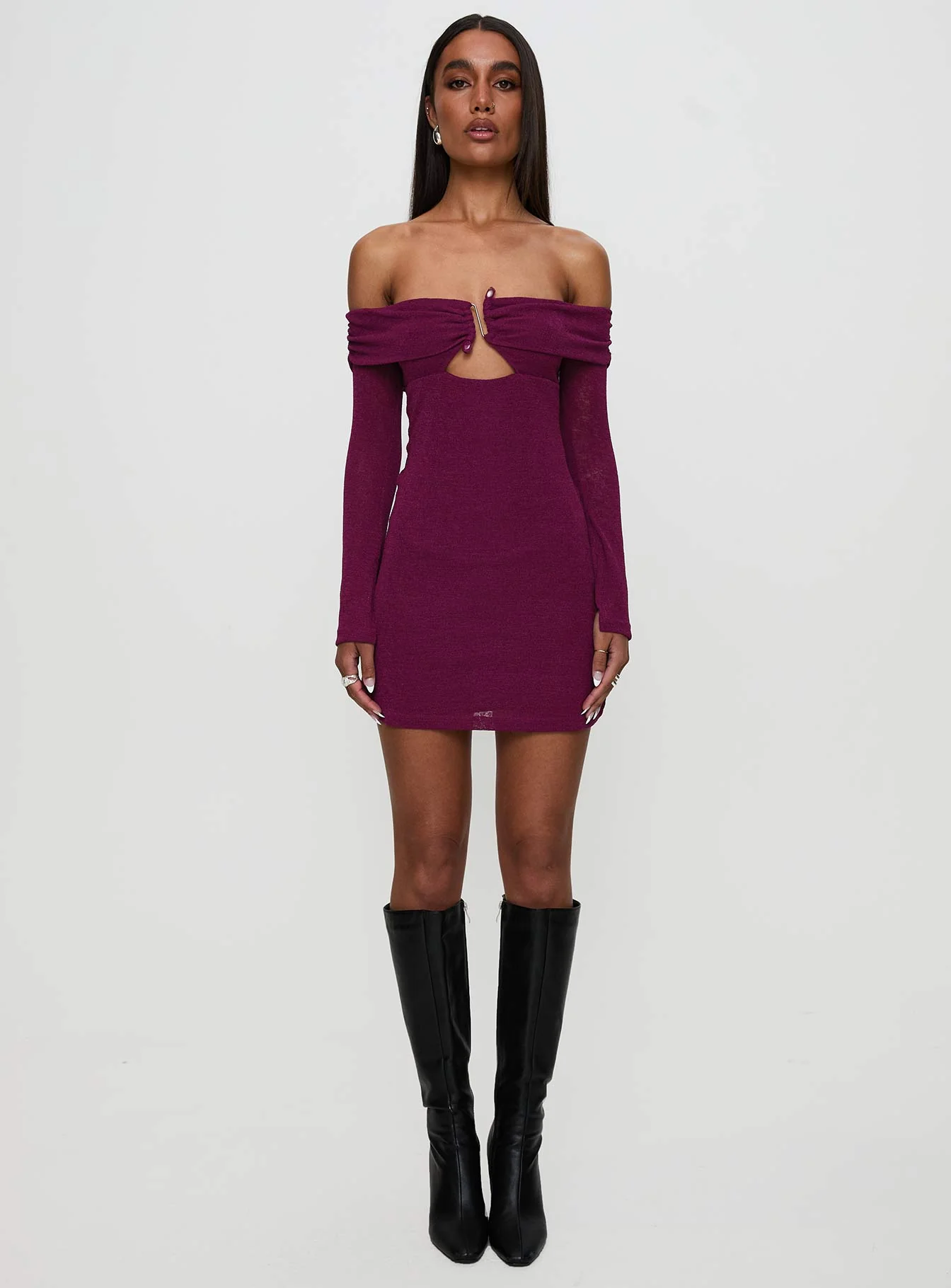 Firenza Long Sleeve Mini Dress Purple