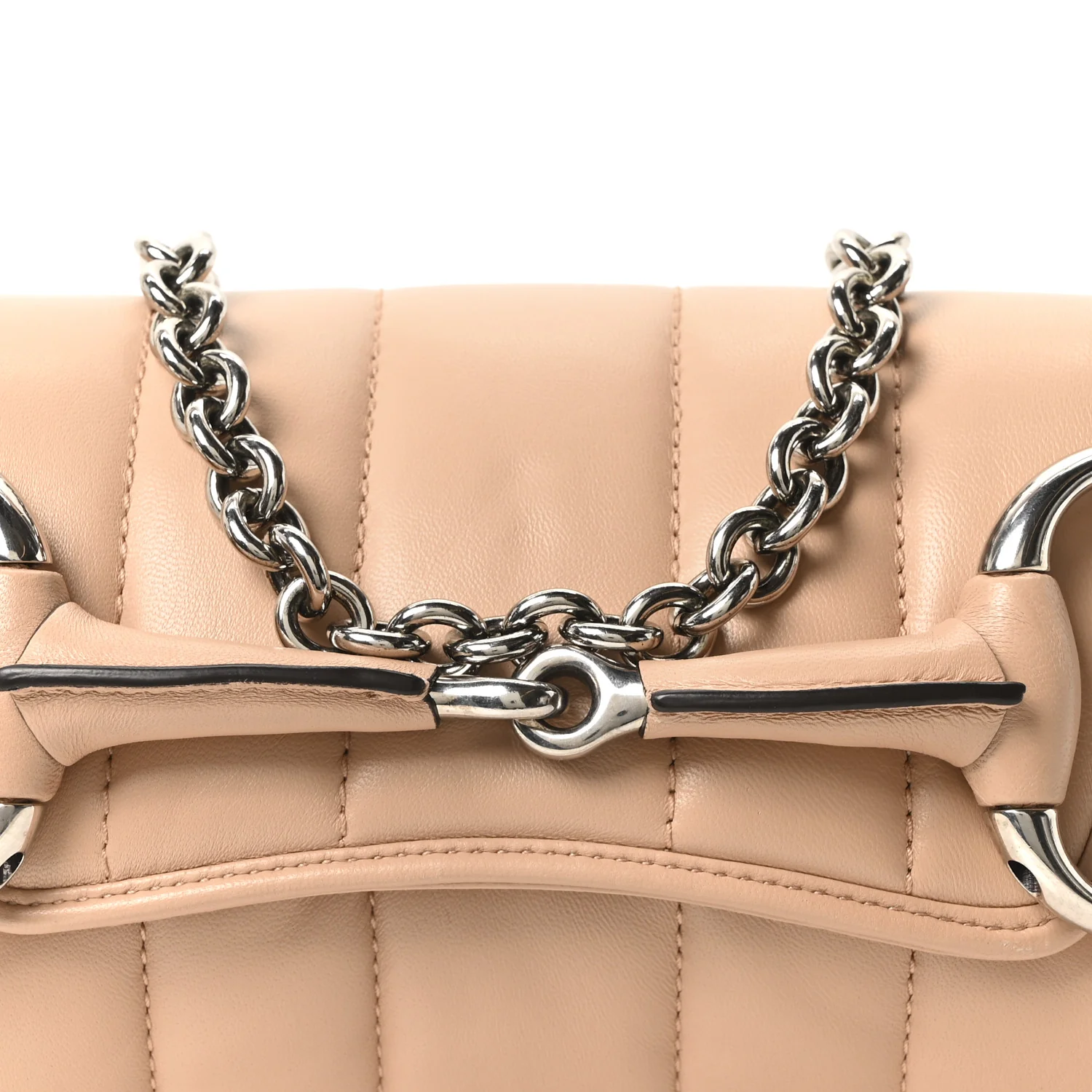 Nappa Vertical Matelasse Small Maxi Horsebit Chain Shoulder Bag  Rose Beige - Top Club