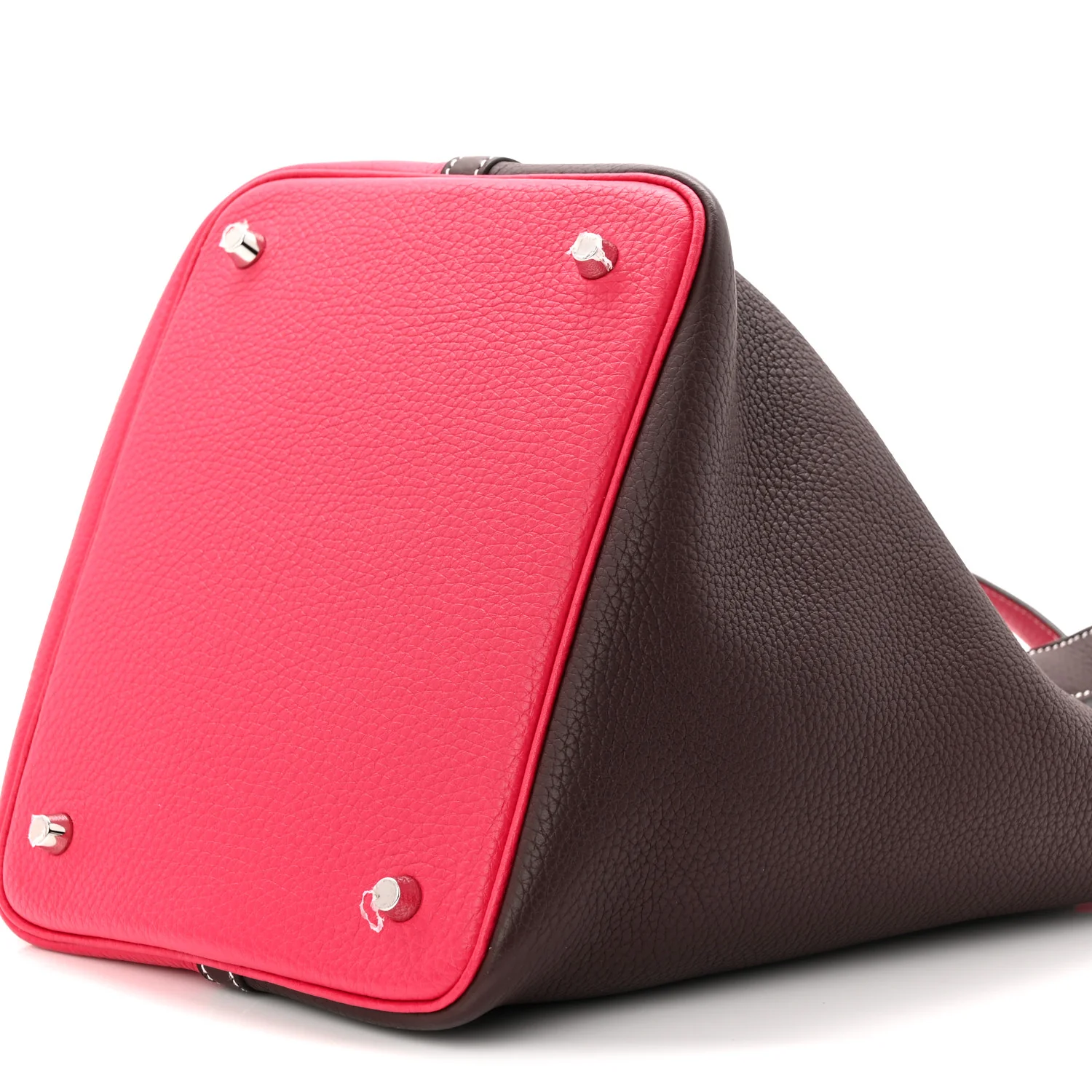 Taurillon Clemence Casaque Picotin Lock 18 PM Rouge Sellier Framboise - Top Club