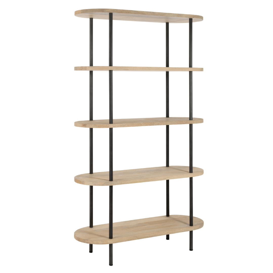 Wandkast Eli 5 planken mangohout/staal naturel