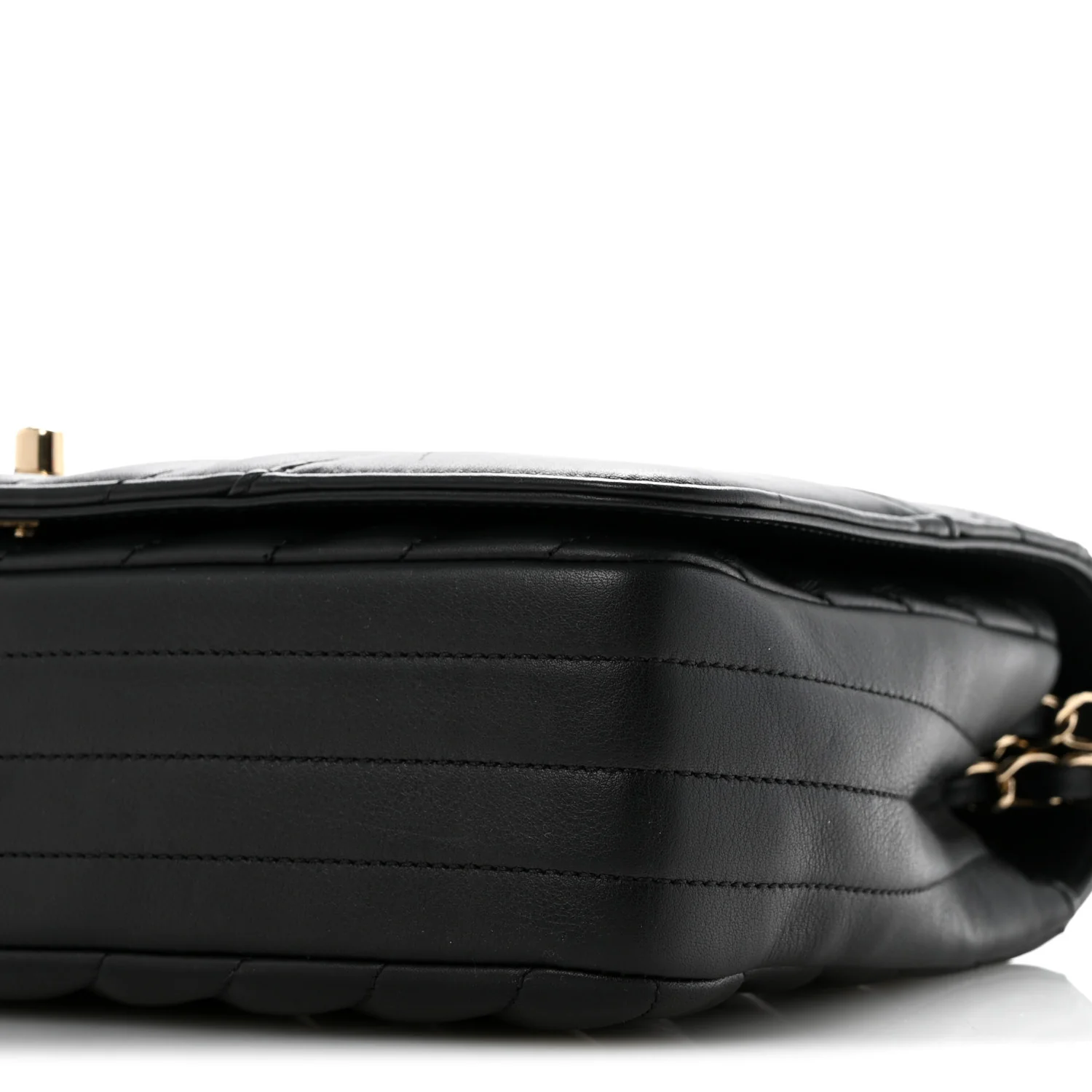 Calfskin Chevron Quilted Large Statement Flap Black - Top Club