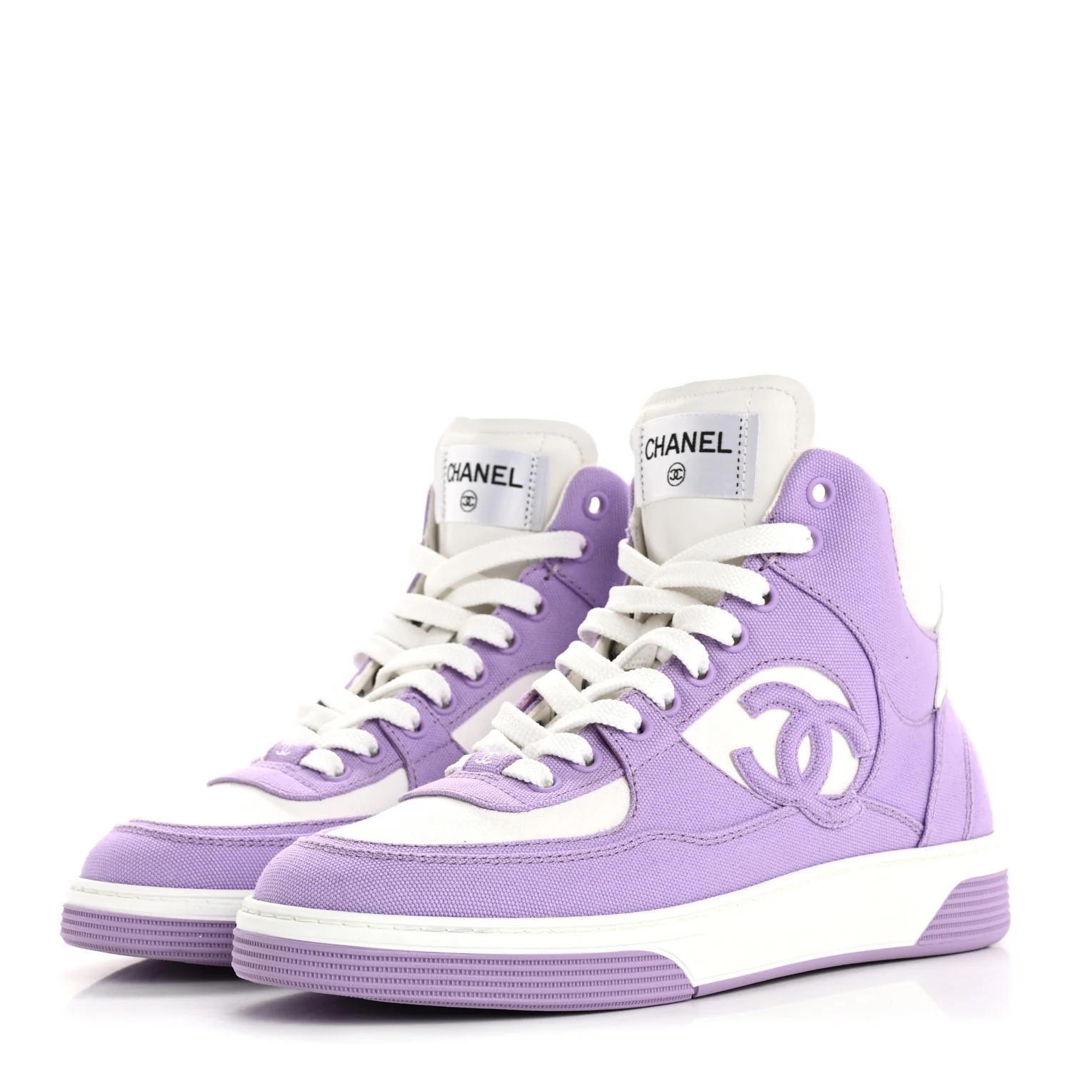 Cotton High Top Sneakers 38 Purple White - Top Club