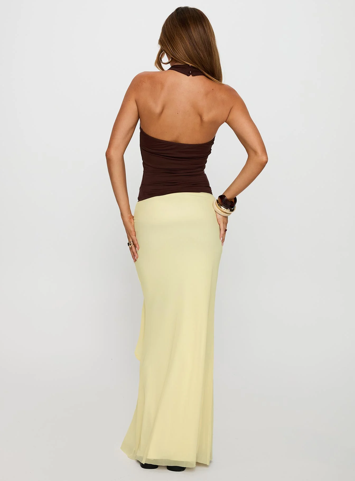 Caviar Tie Maxi Skirt Lemon