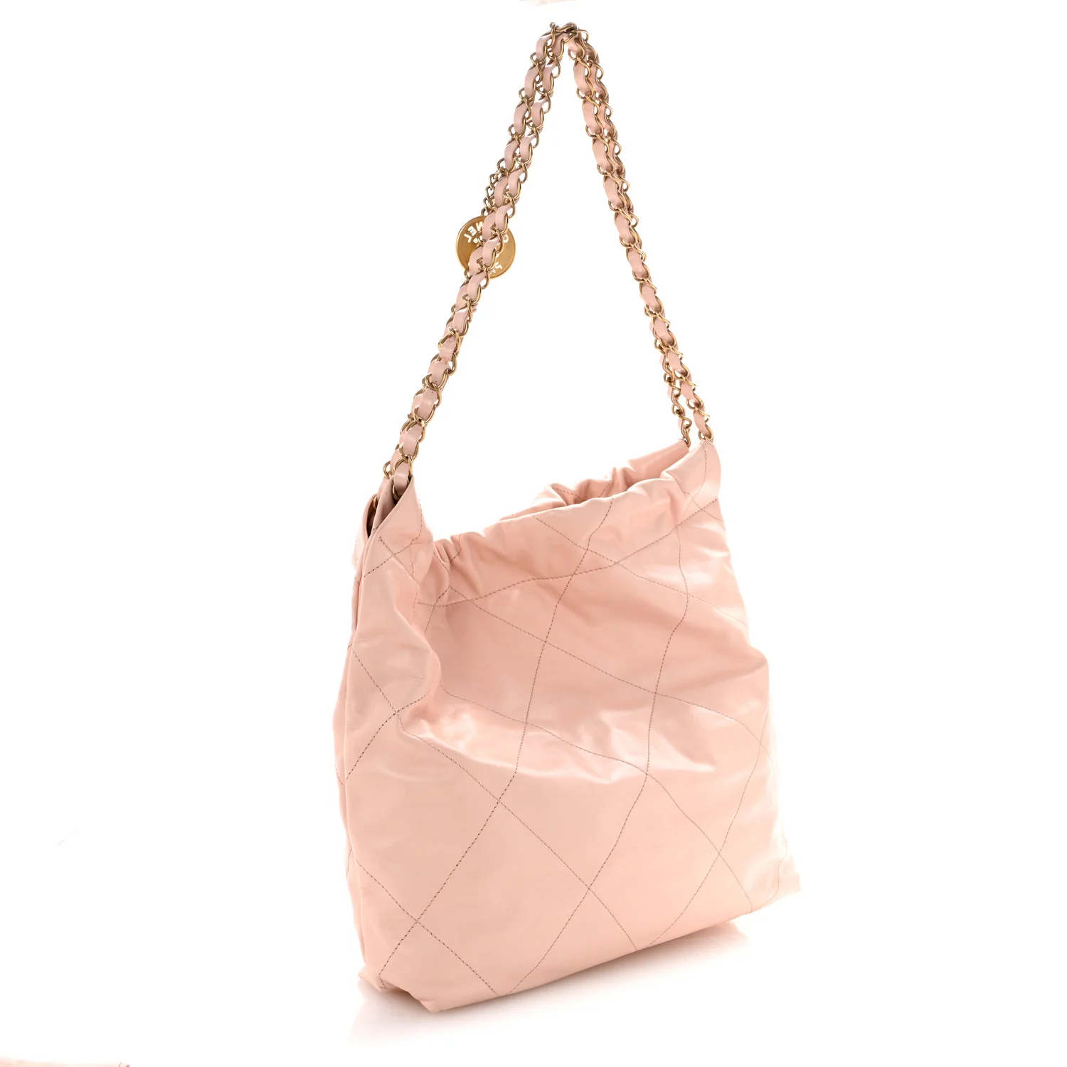 Shiny Calfskin Quilted Small Chanel 22 Light Pink - Top Club