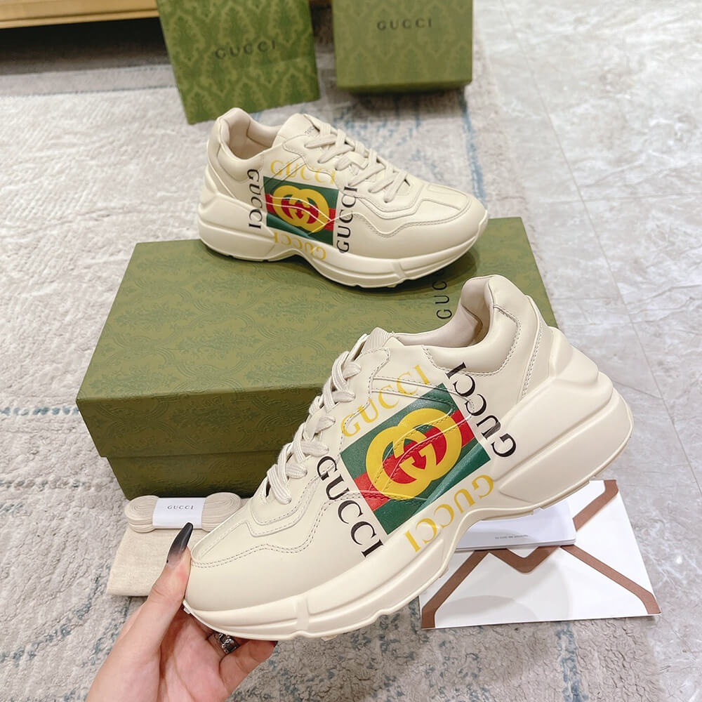 Rhyton Gucci logo leather sneaker - Top Club
