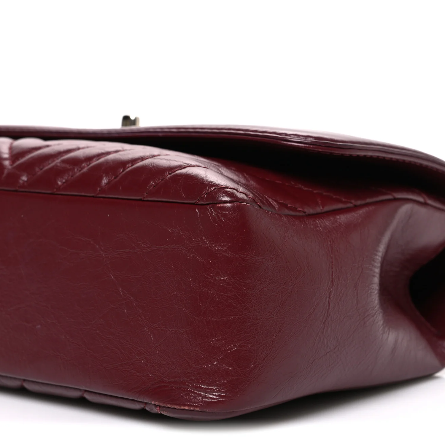 Calfskin Chevron Quilted Top Handle Flap Red - Top Club