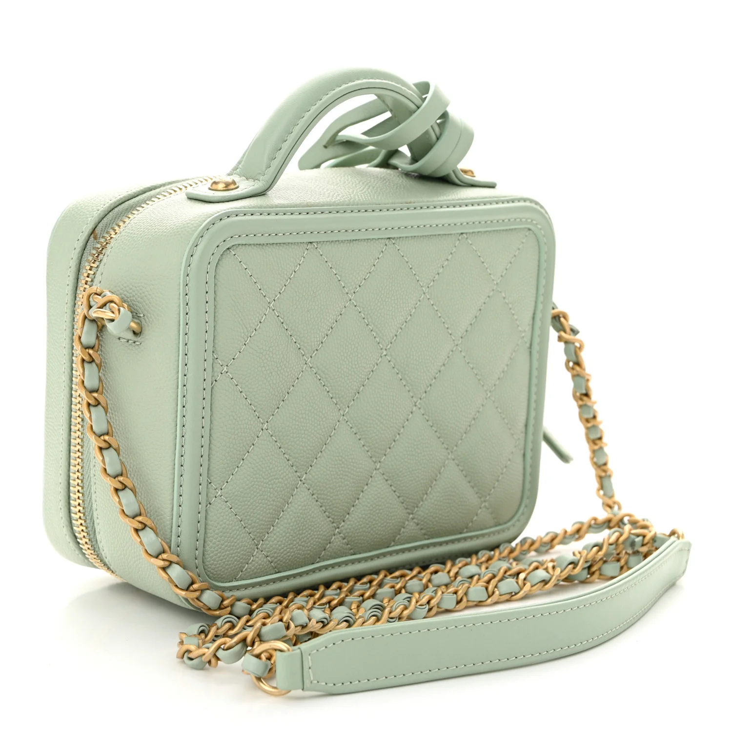 Caviar Quilted Small CC Filigree Vanity Case Mint - Top Club