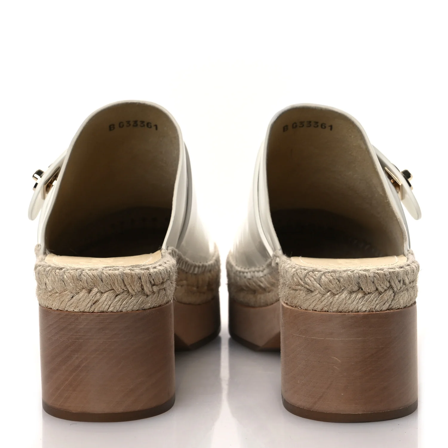 Patent Calfskin CC Turn Lock Clog 39 White - Top Club
