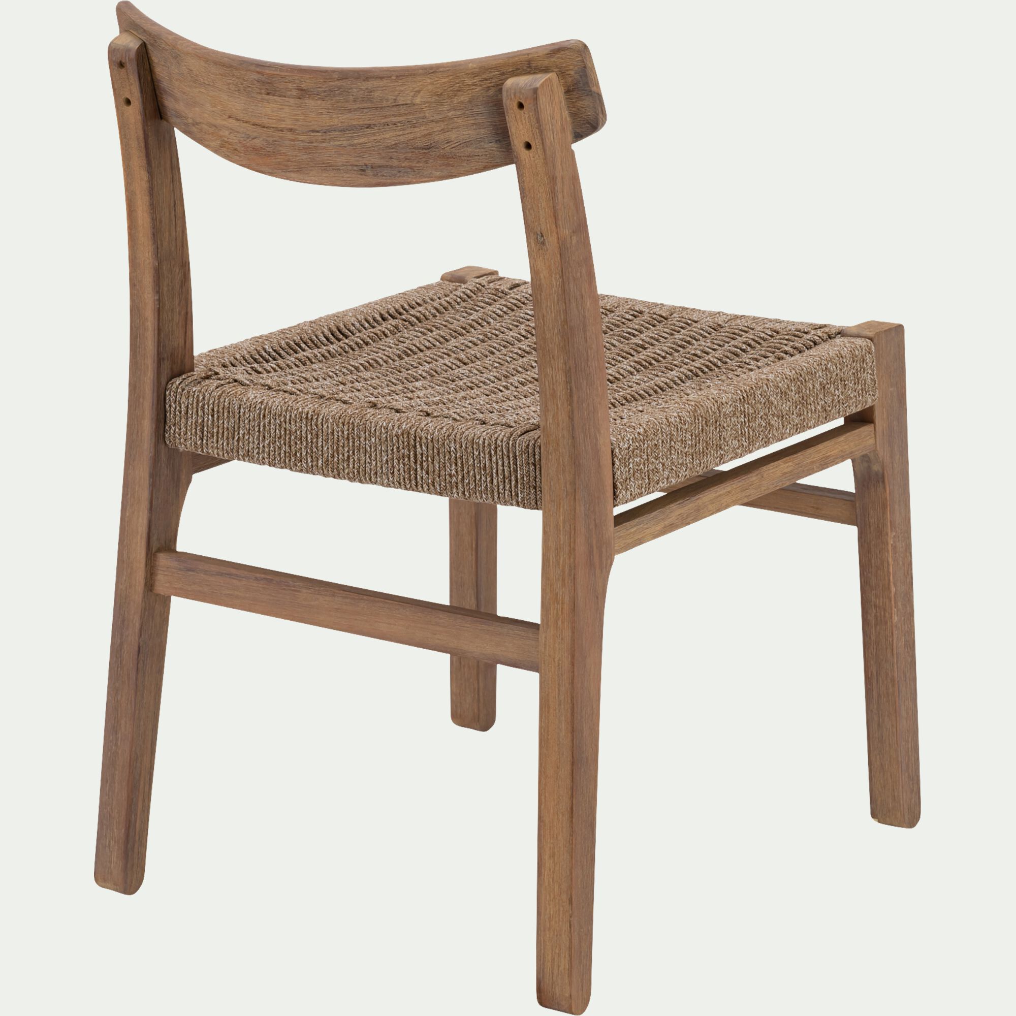 SORGUES - Chaise de jardin en acacia et assise en corde - bois foncé