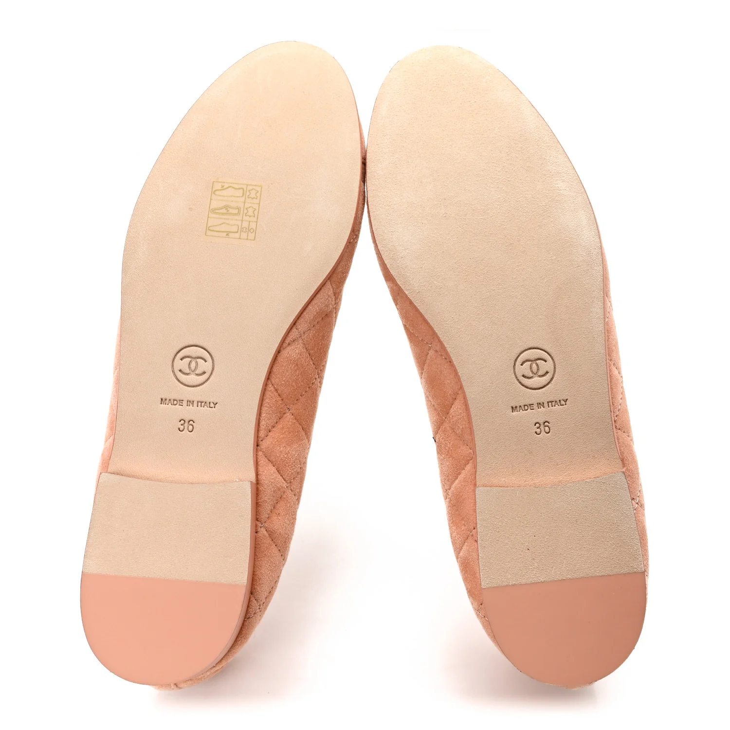 Suede Calfskin Quilted Cap Toe CC Ballerina Flats 36 Pink - Top Club