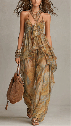 Women's Cotton-Blend Halter Printed Wide-Leg Pants Set - Nordfashionstorm - Women's Clothing, Fashion for You - Nordfashionstorm.com