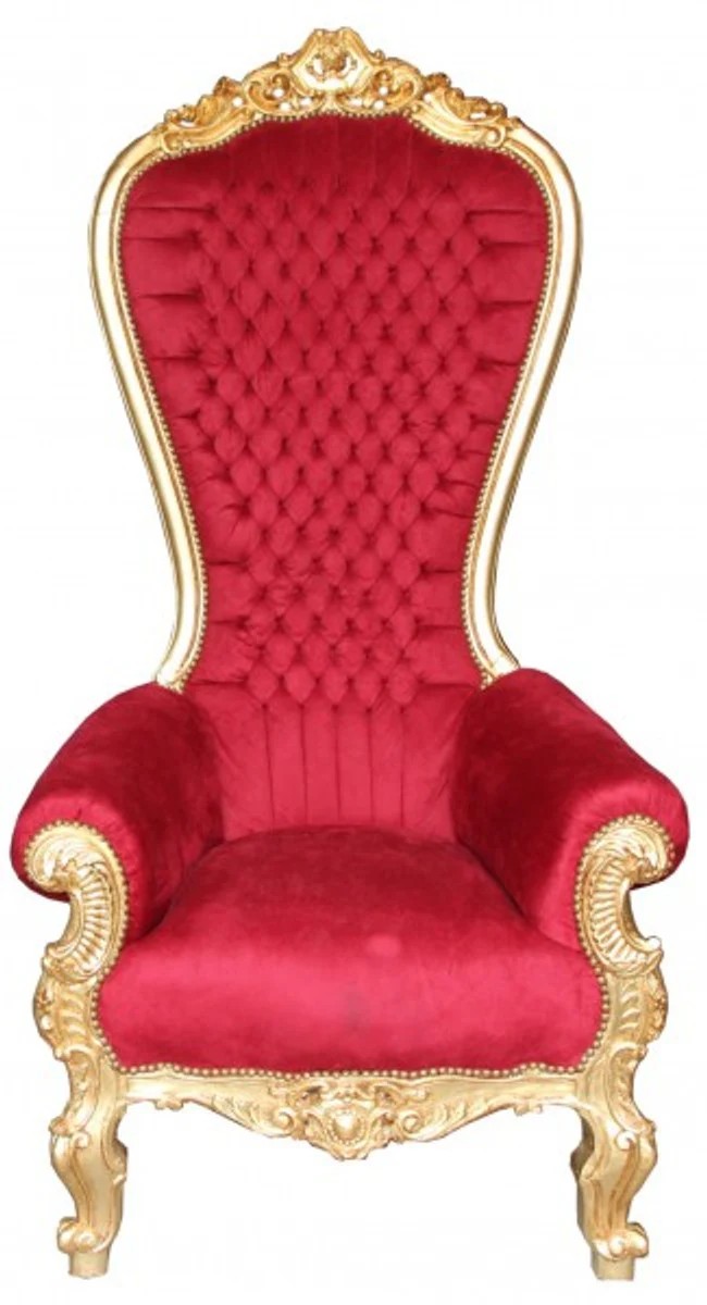 Barock Thron Sessel Majestic Mod2 Bordeaux Rot/Gold - Riesensessel -Thron Stuhl Tron