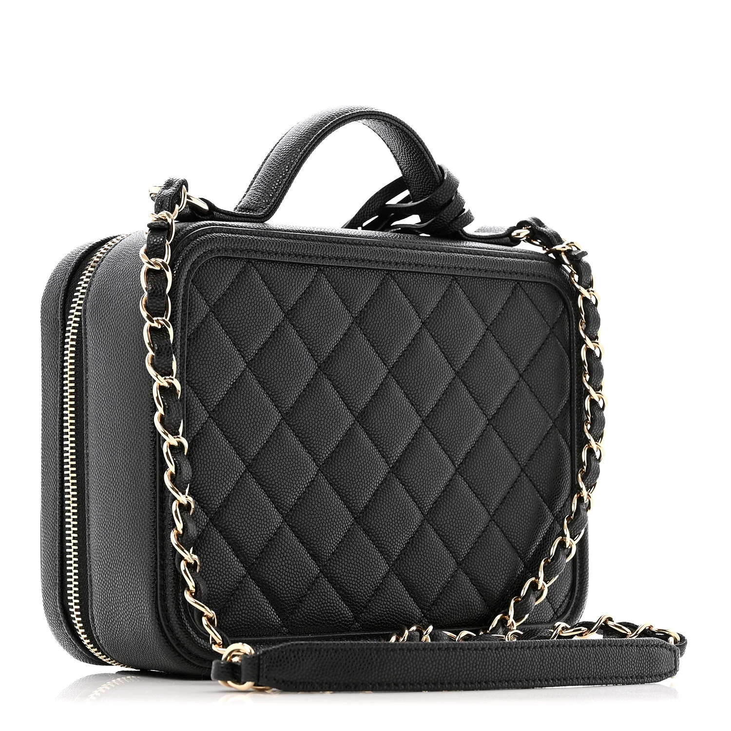 Caviar Quilted Medium CC Filigree Vanity Case Black - Top Club