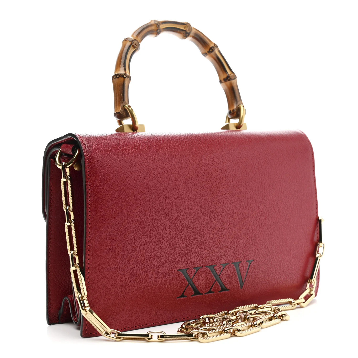 Calfskin Snakeskin Studded Small Ottilia Top Handle Bag Hibiscus Red - Top Club