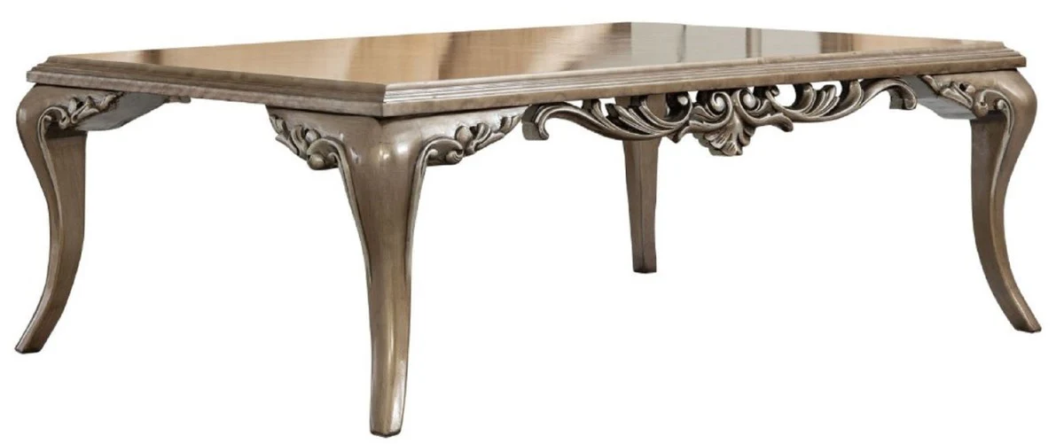 Luxury baroque coffee table brown / silver - magnificent living room table in baroque style - handmade solid wood table - baroque living room furniture