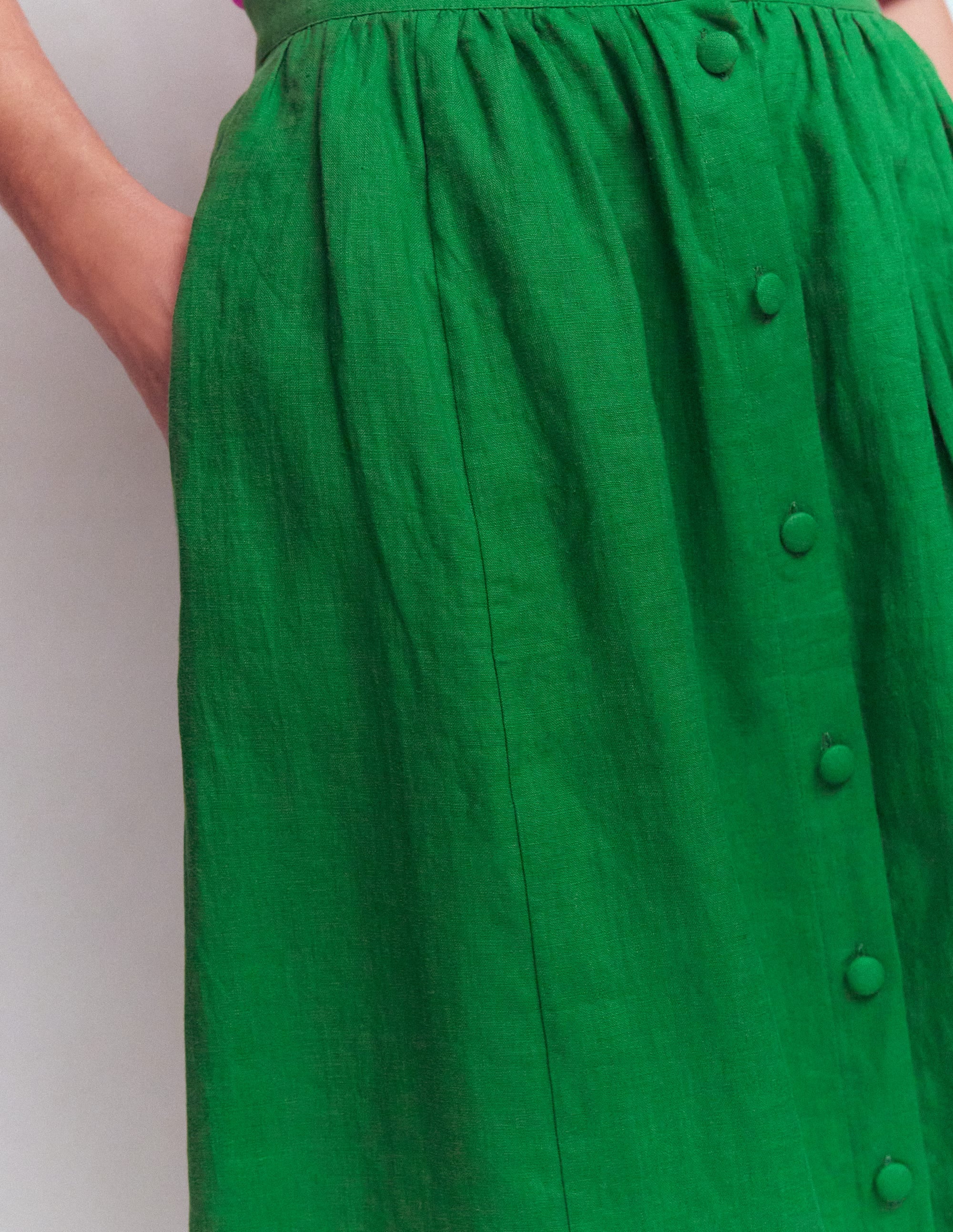 Emma Maxirock aus Leinen-Highland-Grün