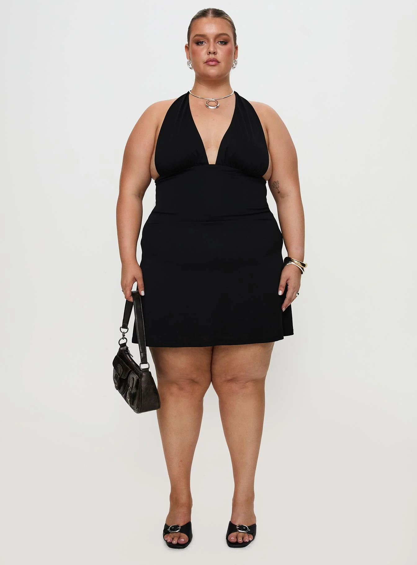 Tinisie Halter Mini Dress Black Curve