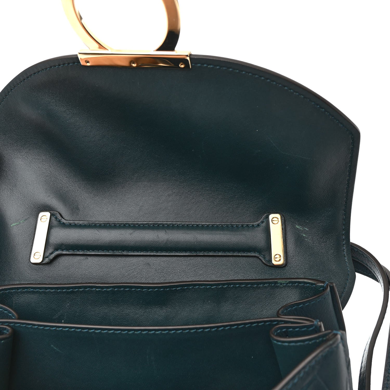 Calfskin Embossed Small Margot Top Handle Divisa Green - Top Club