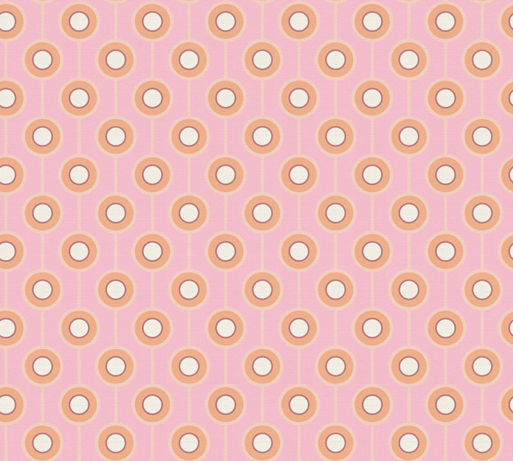 Behang licht gestructureerd met cirkelpatronen – roze, oranje, beige Licht gestructureerd behang met cirkelpatronen – roze, oranje, beige #1