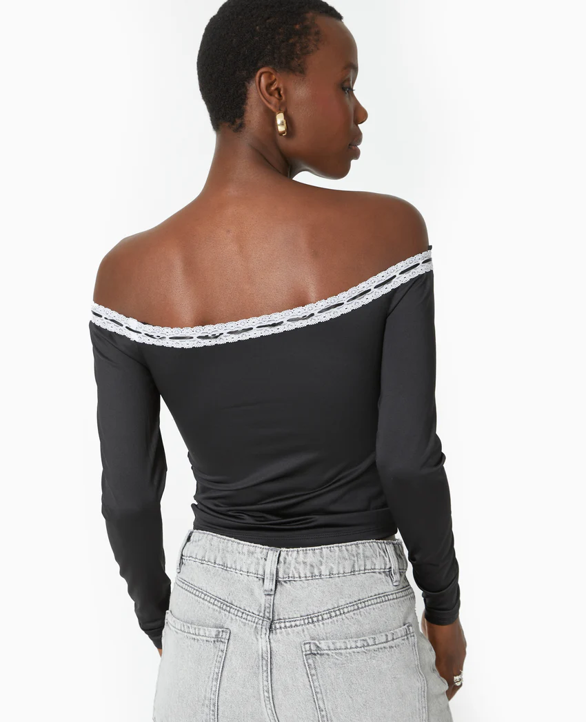 Pimkie Top encolure Bardot avec noeud contrasté