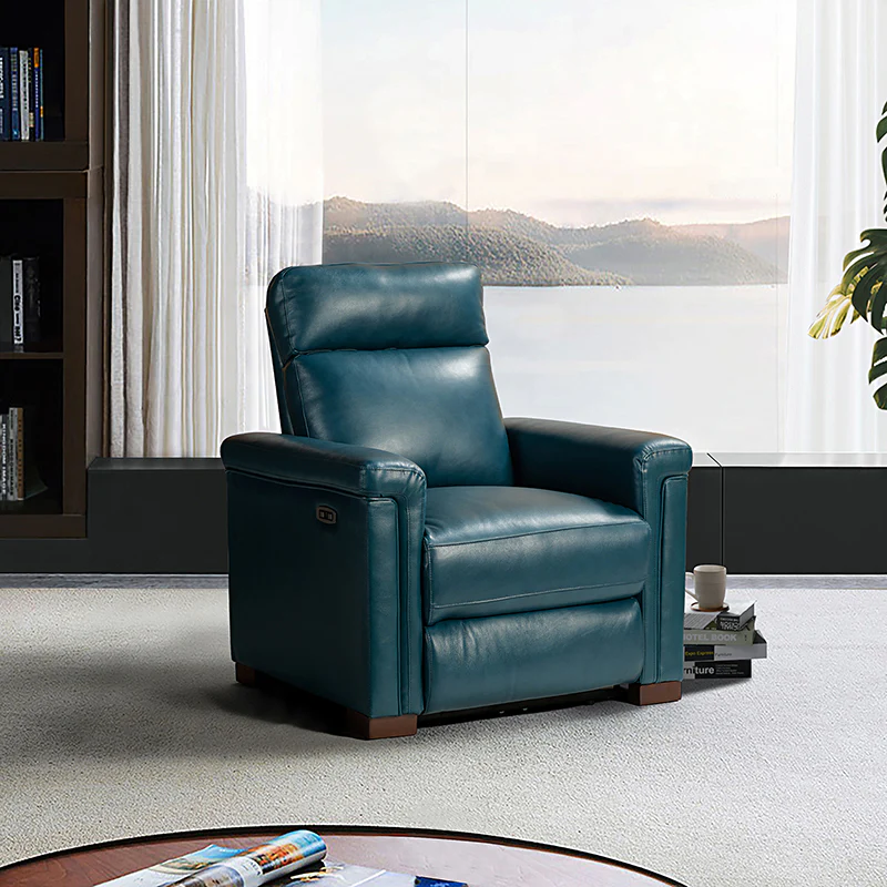 Lea 36.02" Wide Genuine Leather Power Recliner