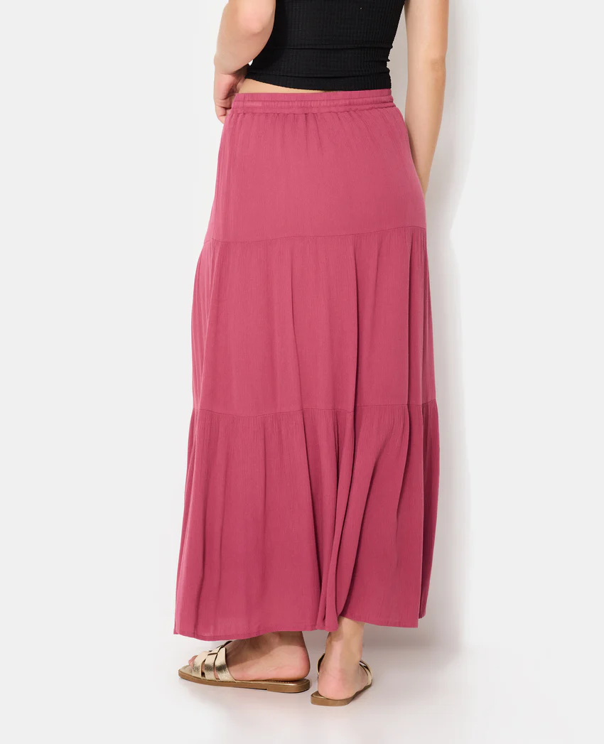 Pimkie Jupon long à étages avec ceinture élastiquée