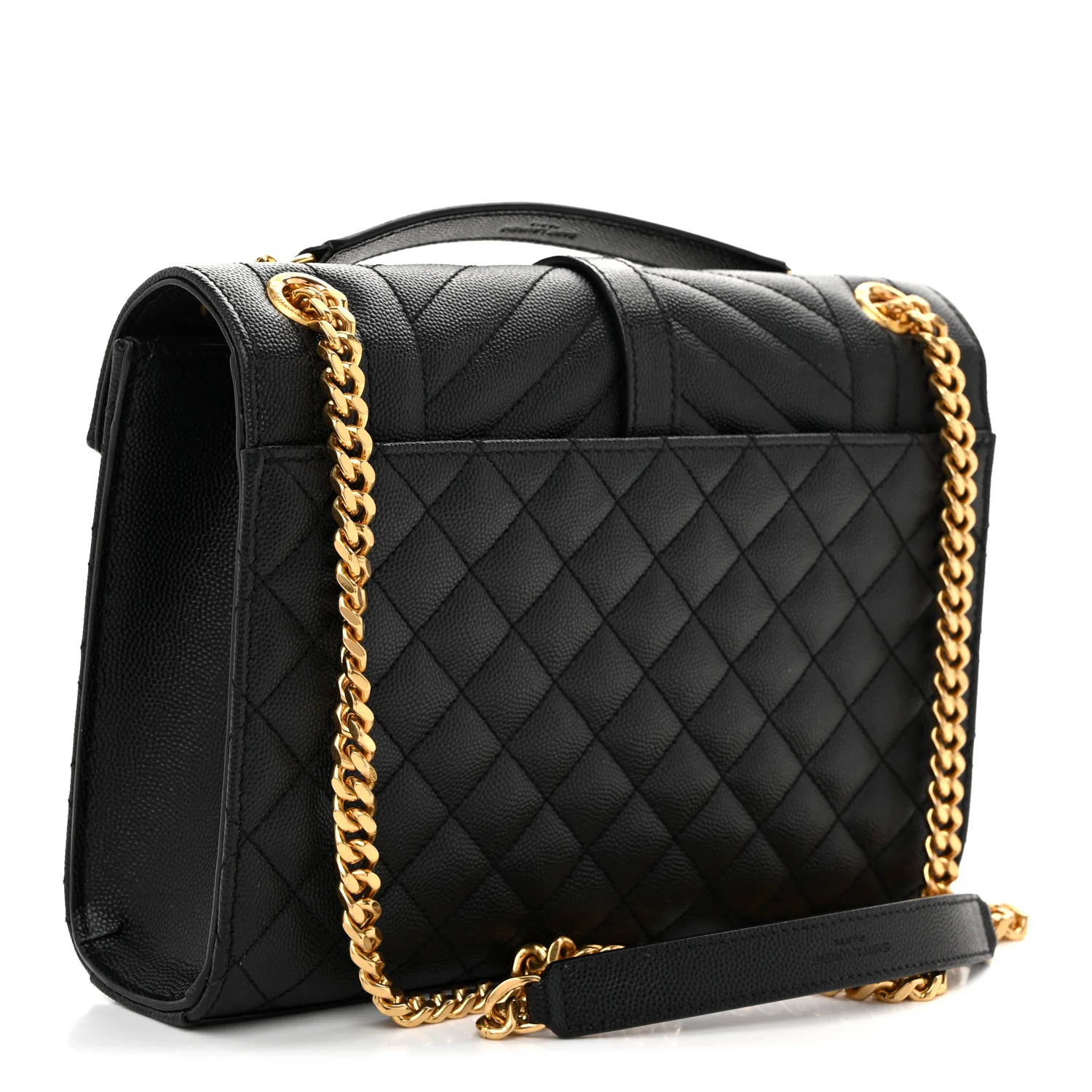 Grain De Poudre Textured Mixed Matelasse Triquilt Medium Monogram Satchel Black - Top Club