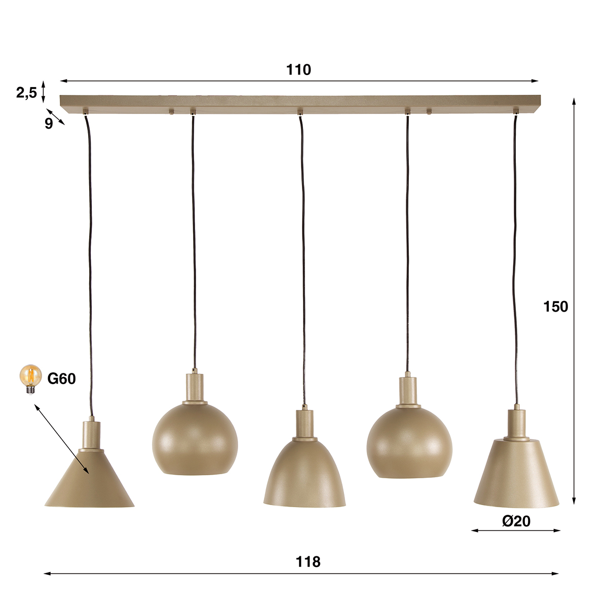 Hanglamp in de Mix beige