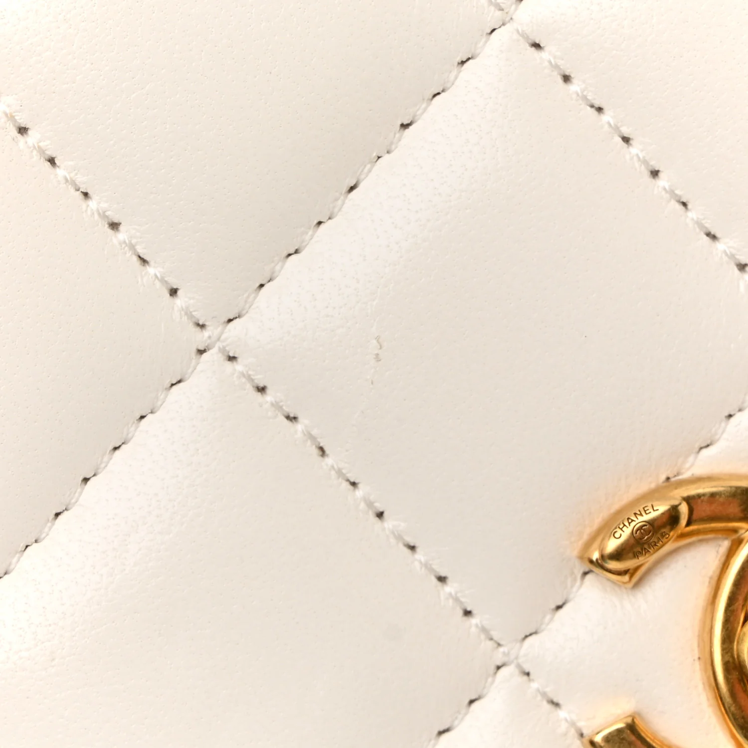 Lambskin Quilted CC Pearl Crush Wallet on Chain WOC White - Top Club