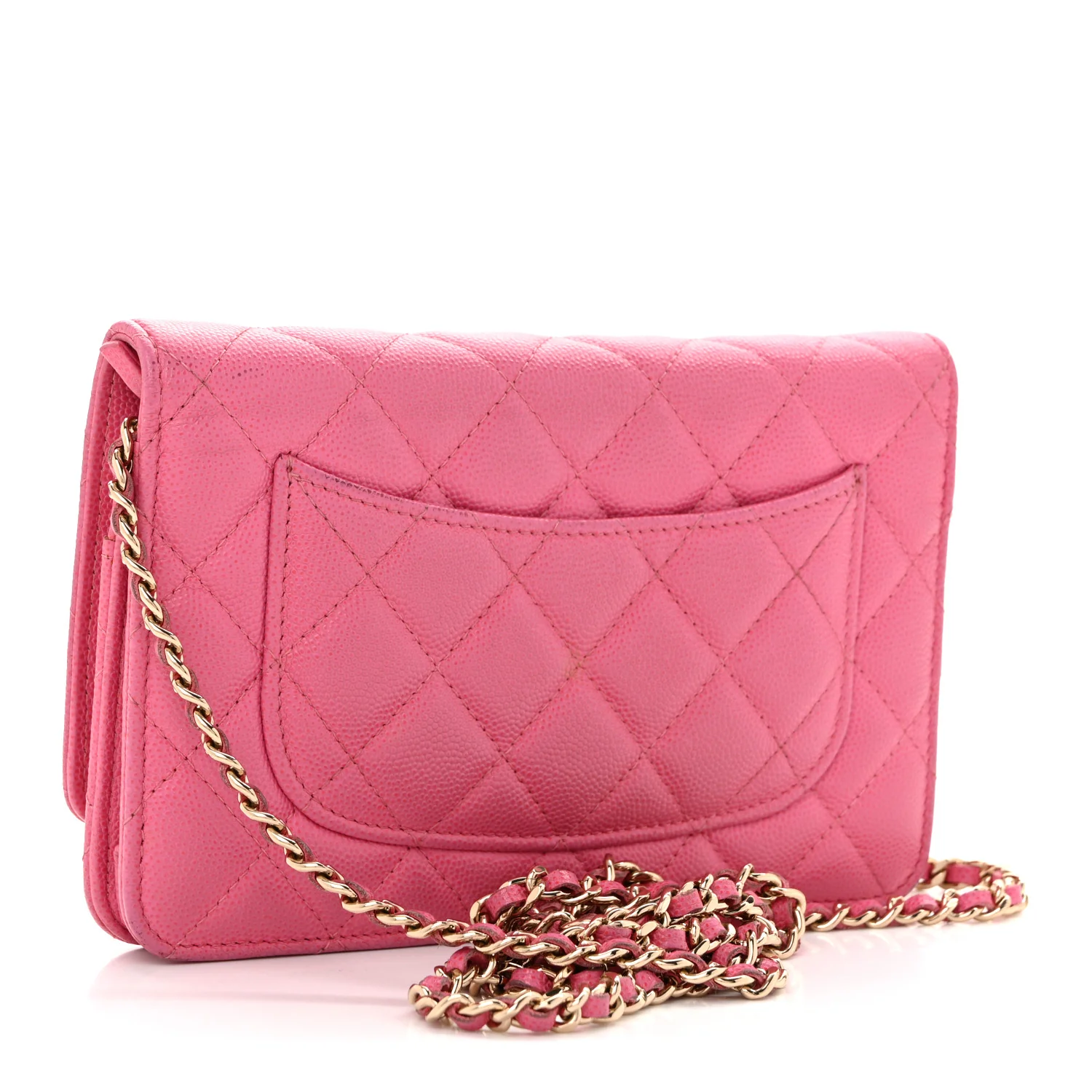 Caviar Quilted Wallet on Chain WOC Pink - Top Club
