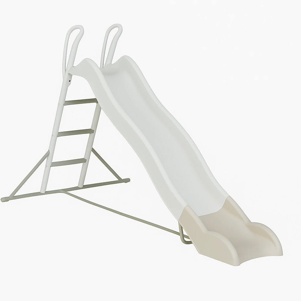 Children's slide, white/beige, plastic, for outdoor use, 180 x 38 x 98 cm