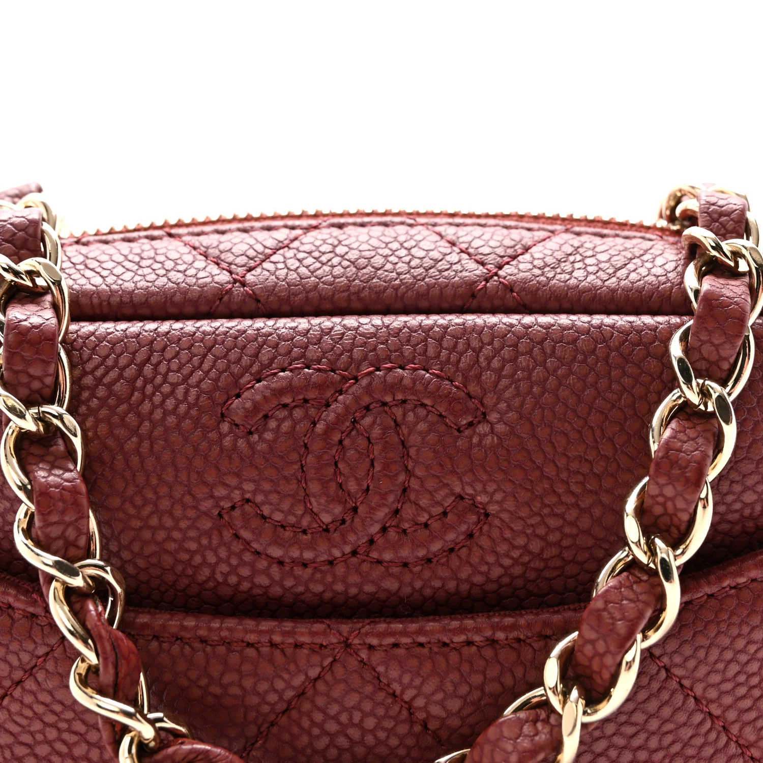 Caviar Quilted Mini Coco Tassel Camera Case Burgundy - Top Club