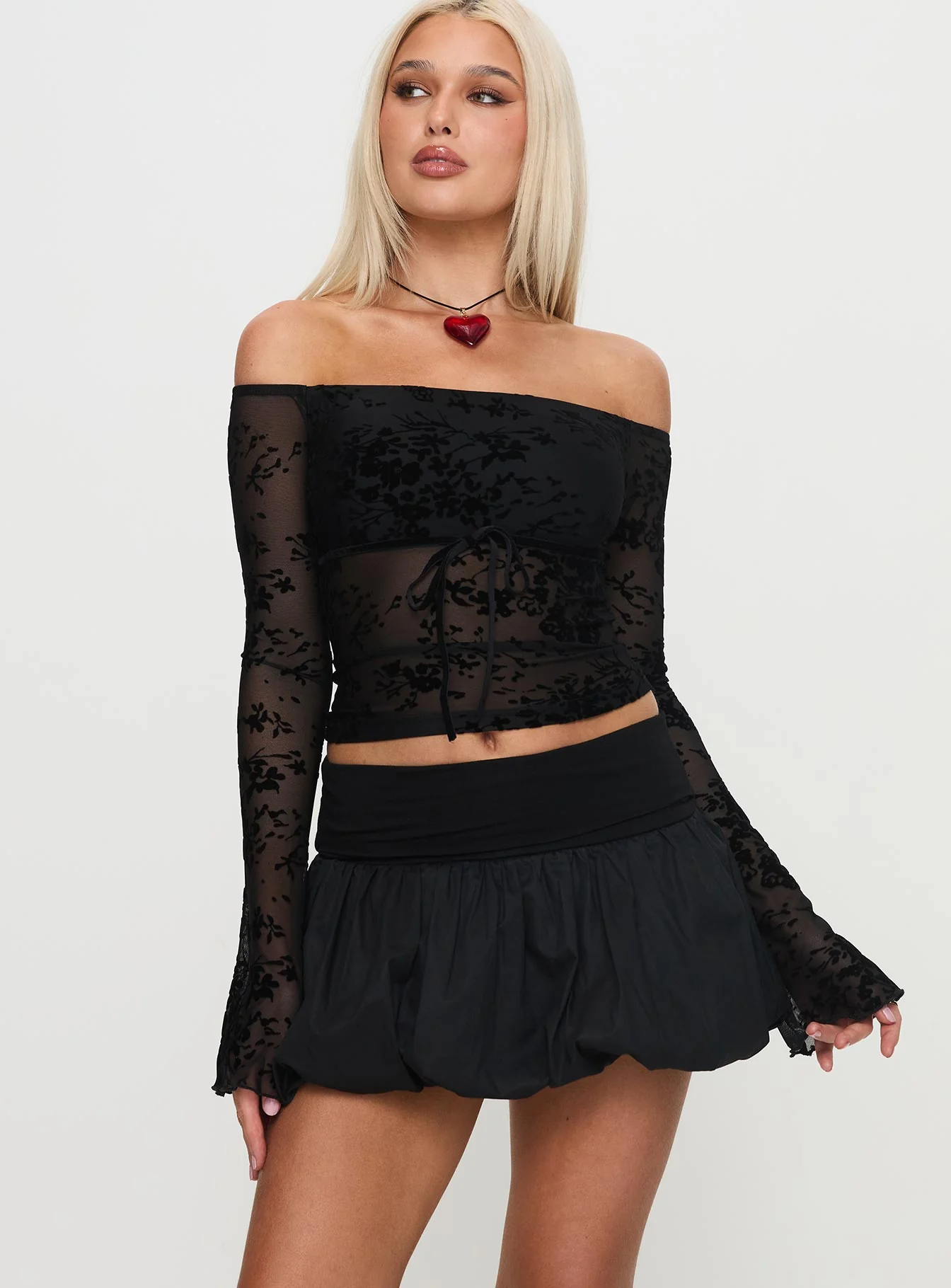 French Exit Bubble Hem Skort Black