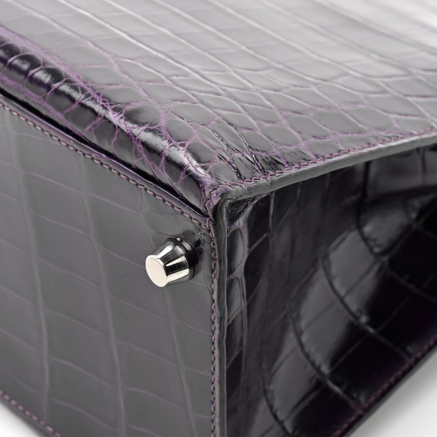 Shiny Niloticus Crocodile Kelly Sellier 28 Amethyst - Top Club