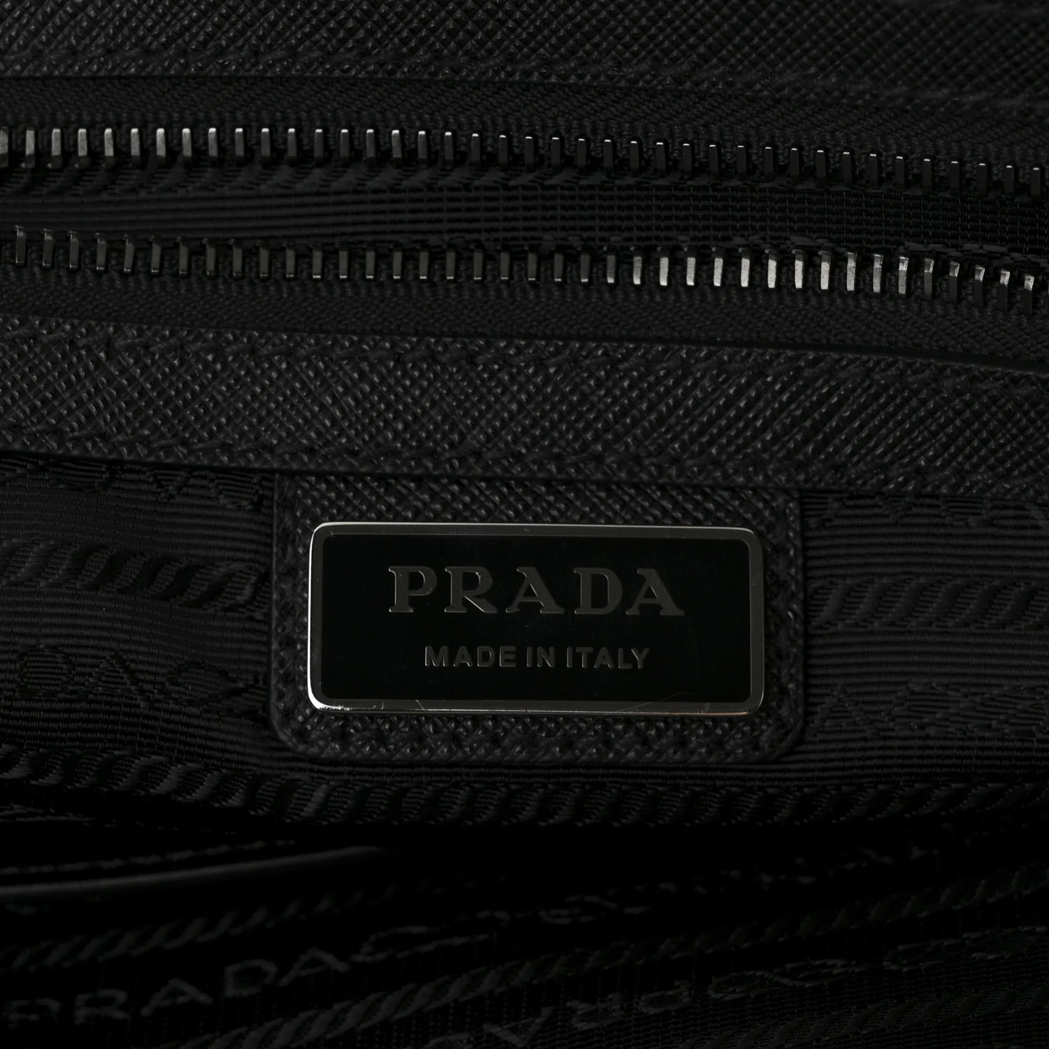 Re-Nylon Saffiano Metal Triangle Logo Briefcase Black - Top Club