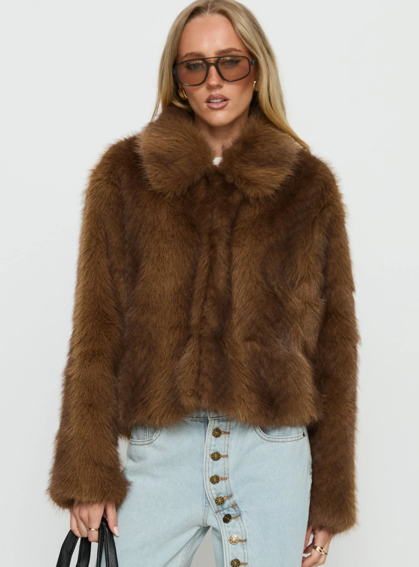 Dawnn Faux Fur Jacket Brown