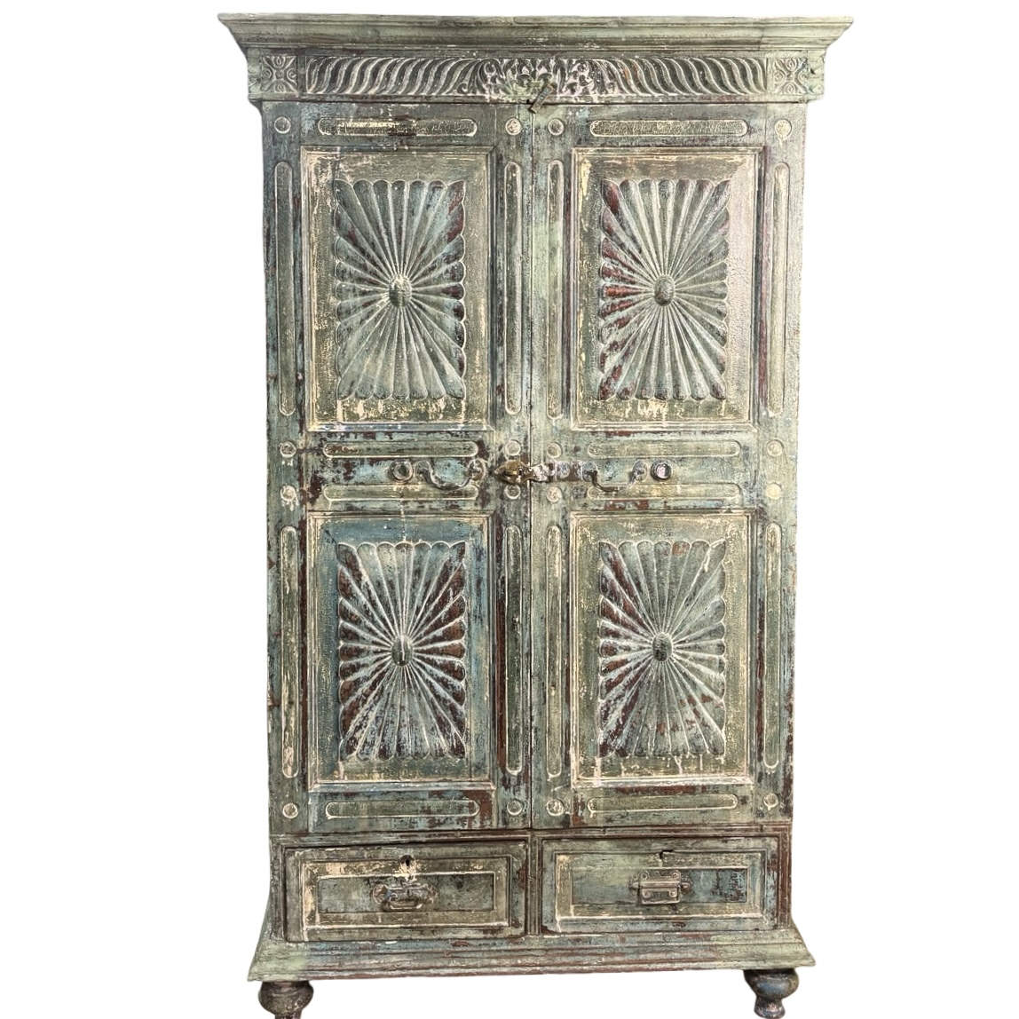 Wandkast 2 deur 2 la blauw uniek