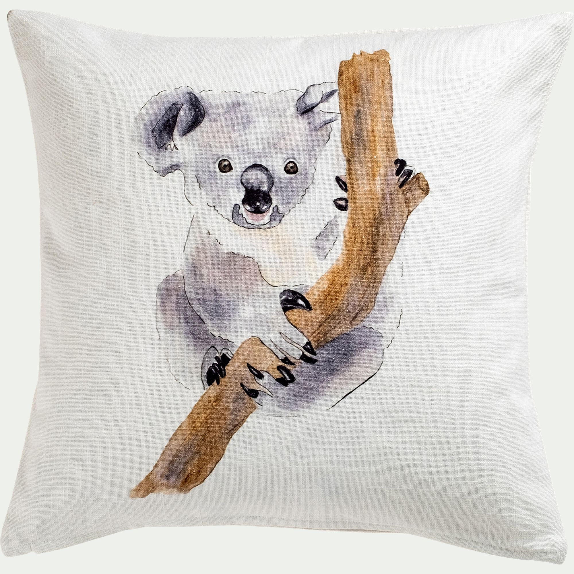KOALA - Coussin motif koala en coton 45x45cm - gris
