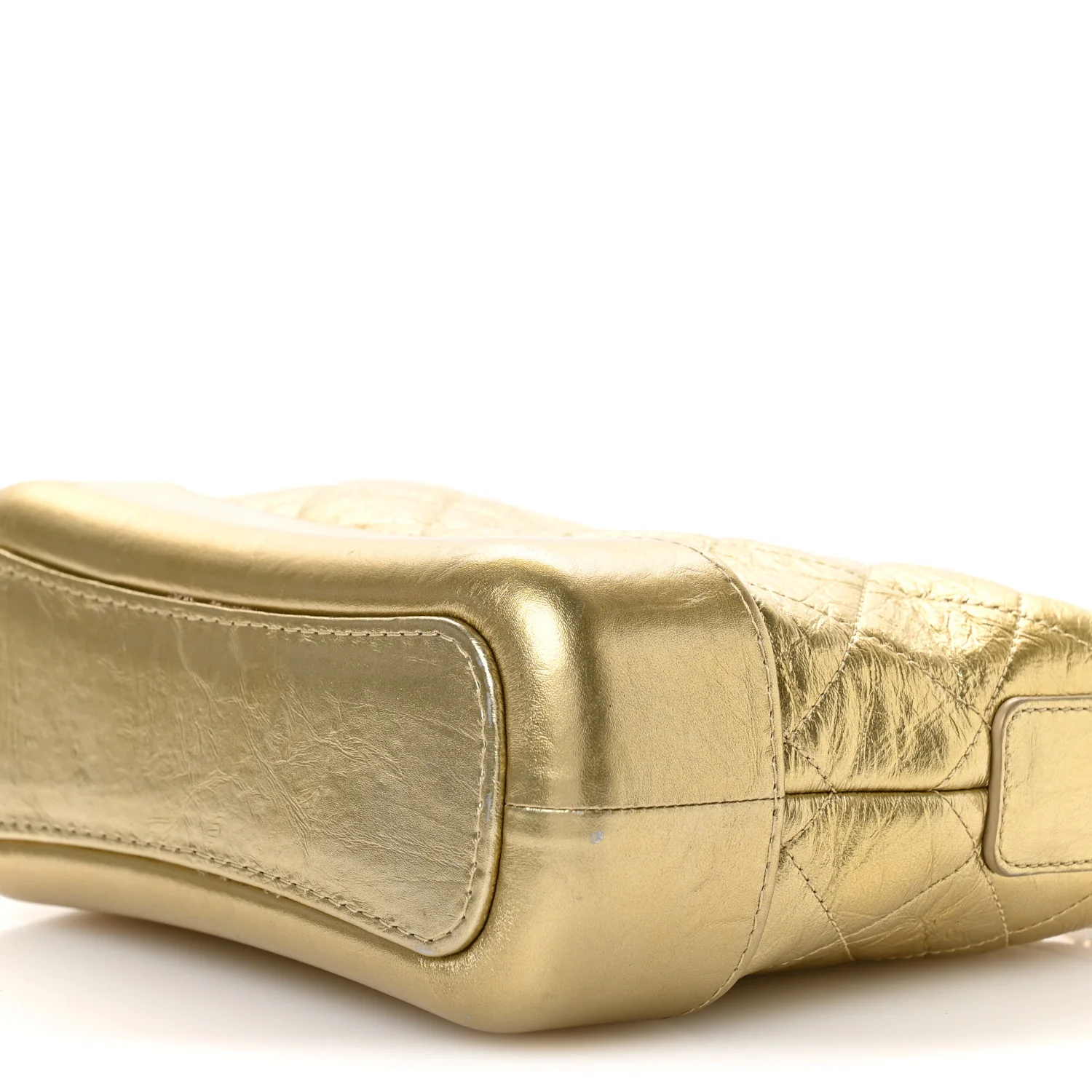 Metallic Aged Calfskin Quilted Small Gabrielle Hobo Gold - Top Club