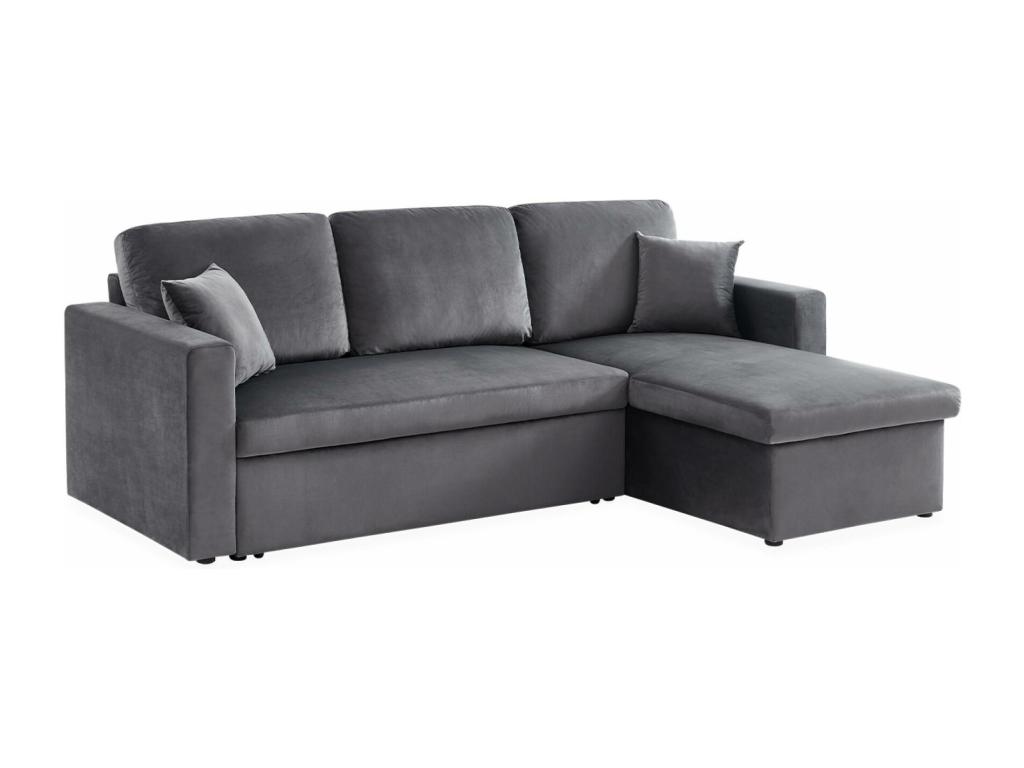 Sofá cama de terciopelo de 3 plazas gris oscuro